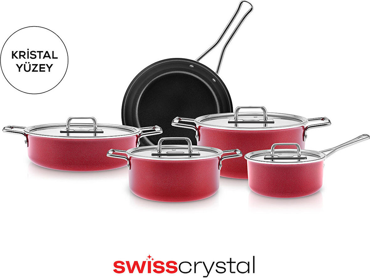 Karaca Swiss Crystal Mastermaid 9 Parça Tencere Seti Imperial Red