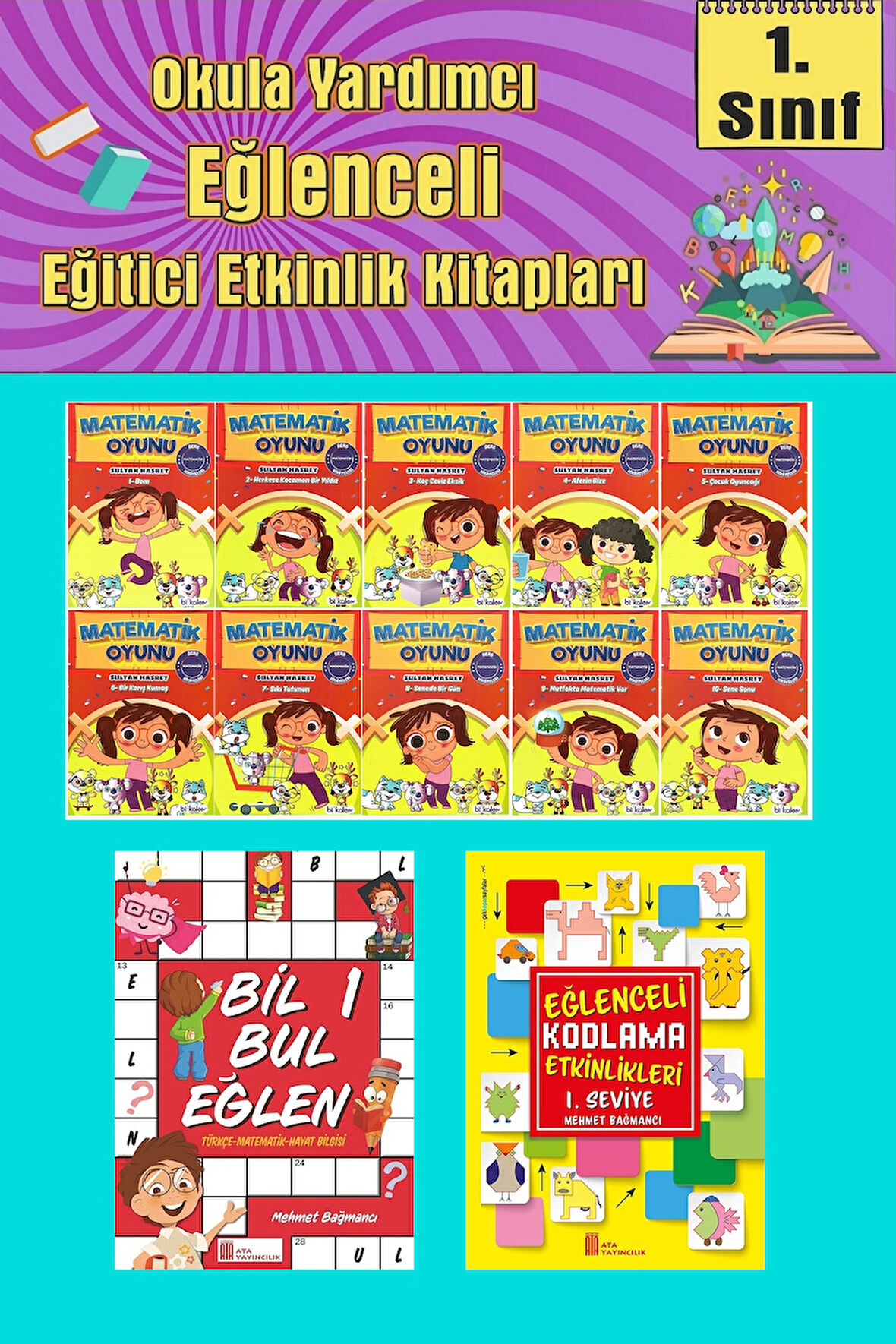 1.Sınıflar İçin Okumayı Sevdiren 10 lu Hikaye Seti -Bil Bul Eğlen-Kodlama 11 (Okulda Evde Tatilde)