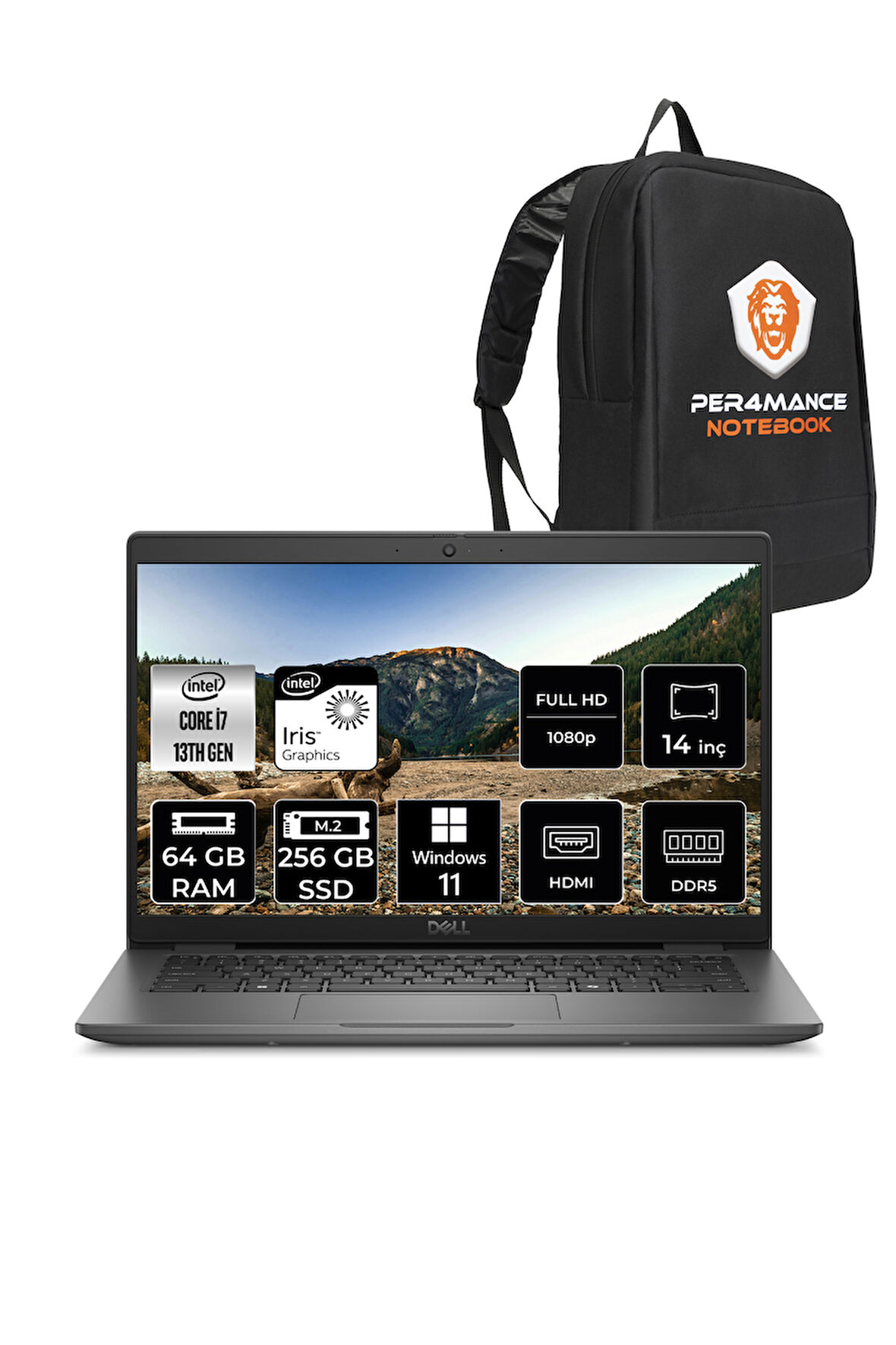 DELL Latitude 3450 i7 1355U 64GB DDR5 256GB SSD 14'' IPS W11H Taşınabilir Bilgisayar & PER4 ÇANTA