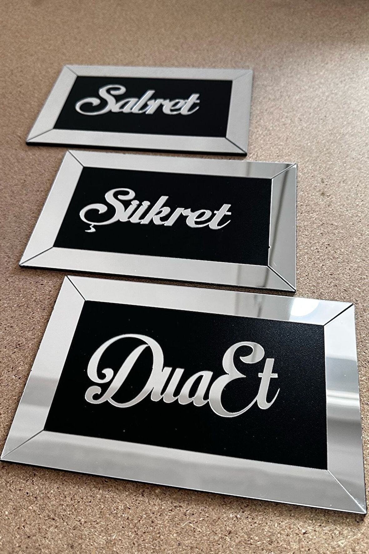 Sabret Şükret Dua Et 3lü Set Duvar Dekoru