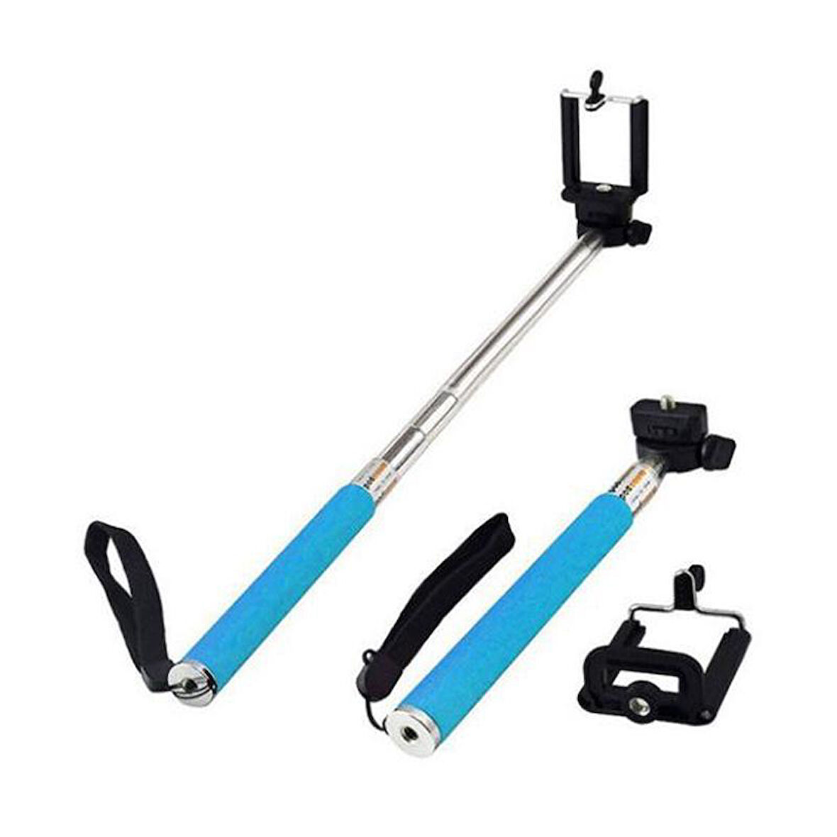 Monopod Bluetooth Uzaktan Kumandalı Selfie Çubuğu - Mavi