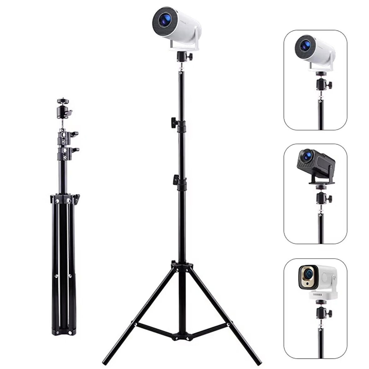 Microcase Taşınabilir Projeksiyon Cihazı Vb 1/4 Vida Girişli 2.1 mt Eğim ve Açı Ayarlamalı Tripod - SİYAH AL5173