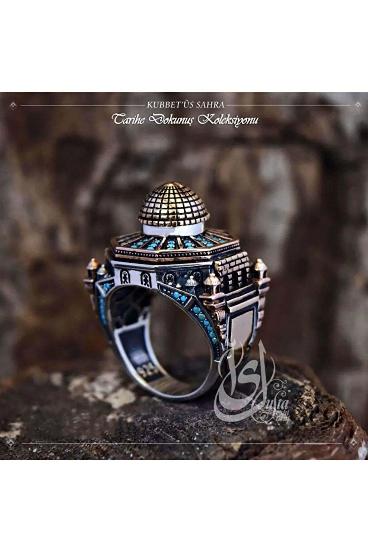 Islam Usta Tasarımı Kubbetüs Sahra Gümüş Erkek Yüzük