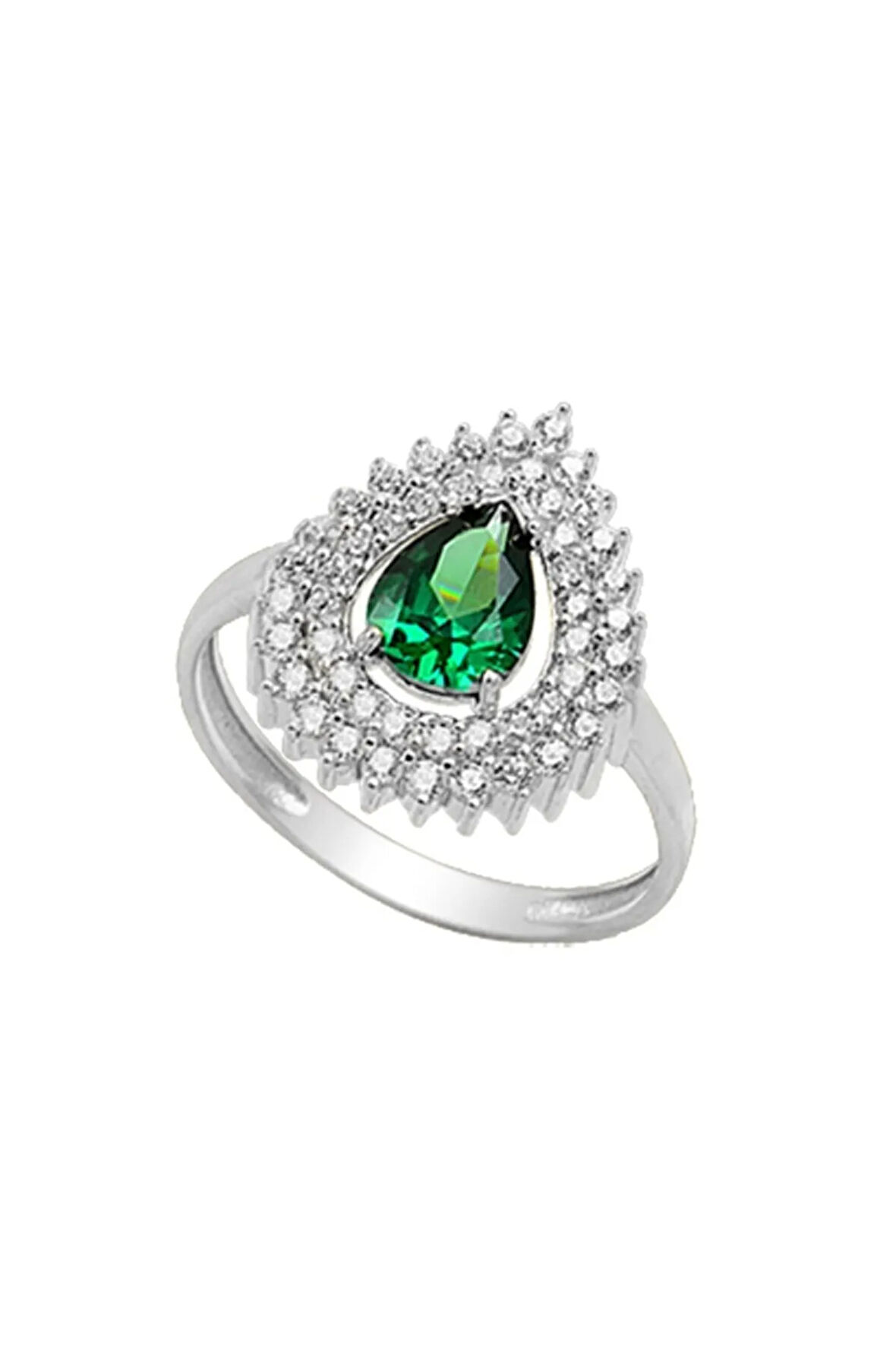 Çise Zümrüt Taşlı Kadın Gümüş Yüzük