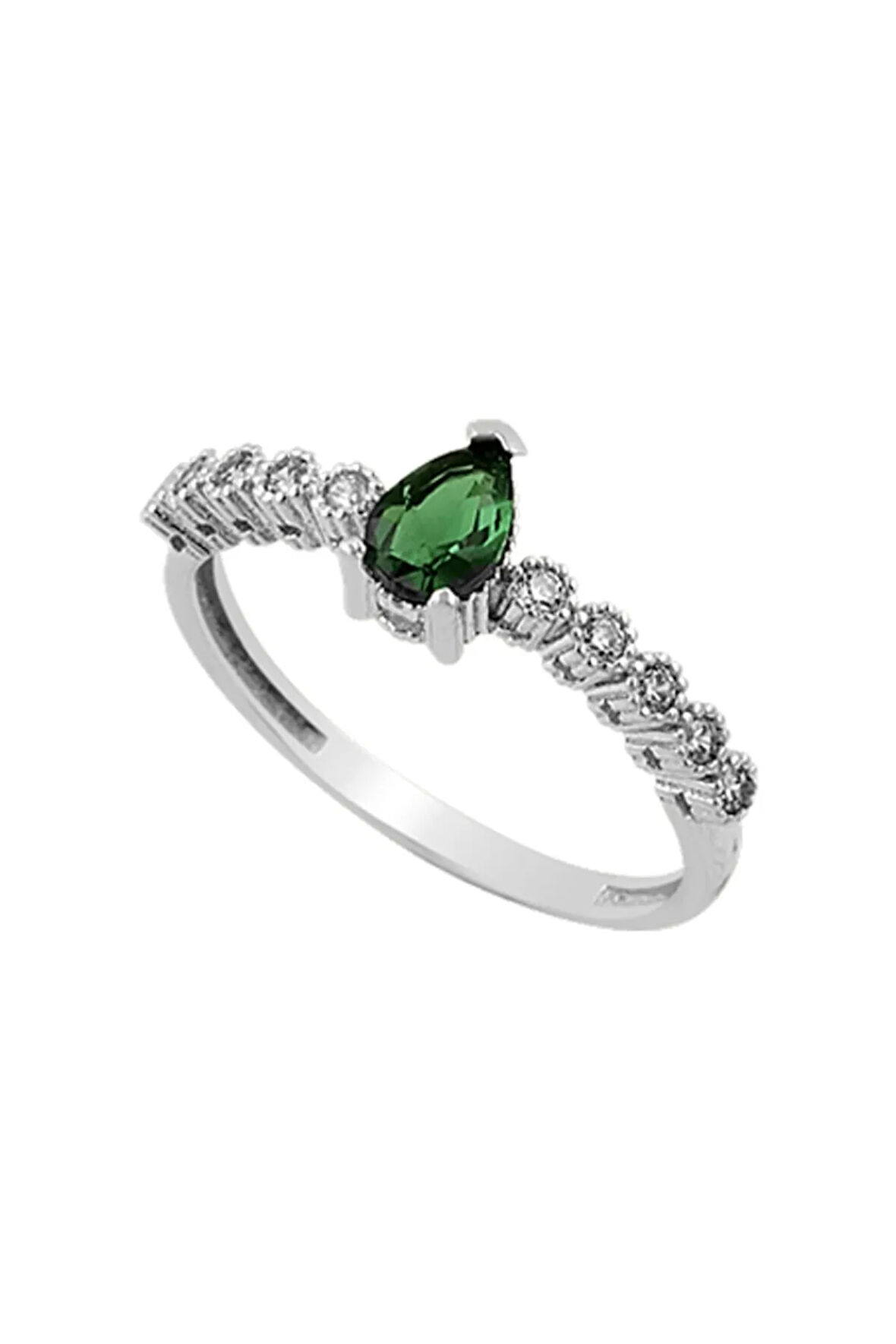 Lena Zümrüt Taşlı Kadın Gümüş Yüzük