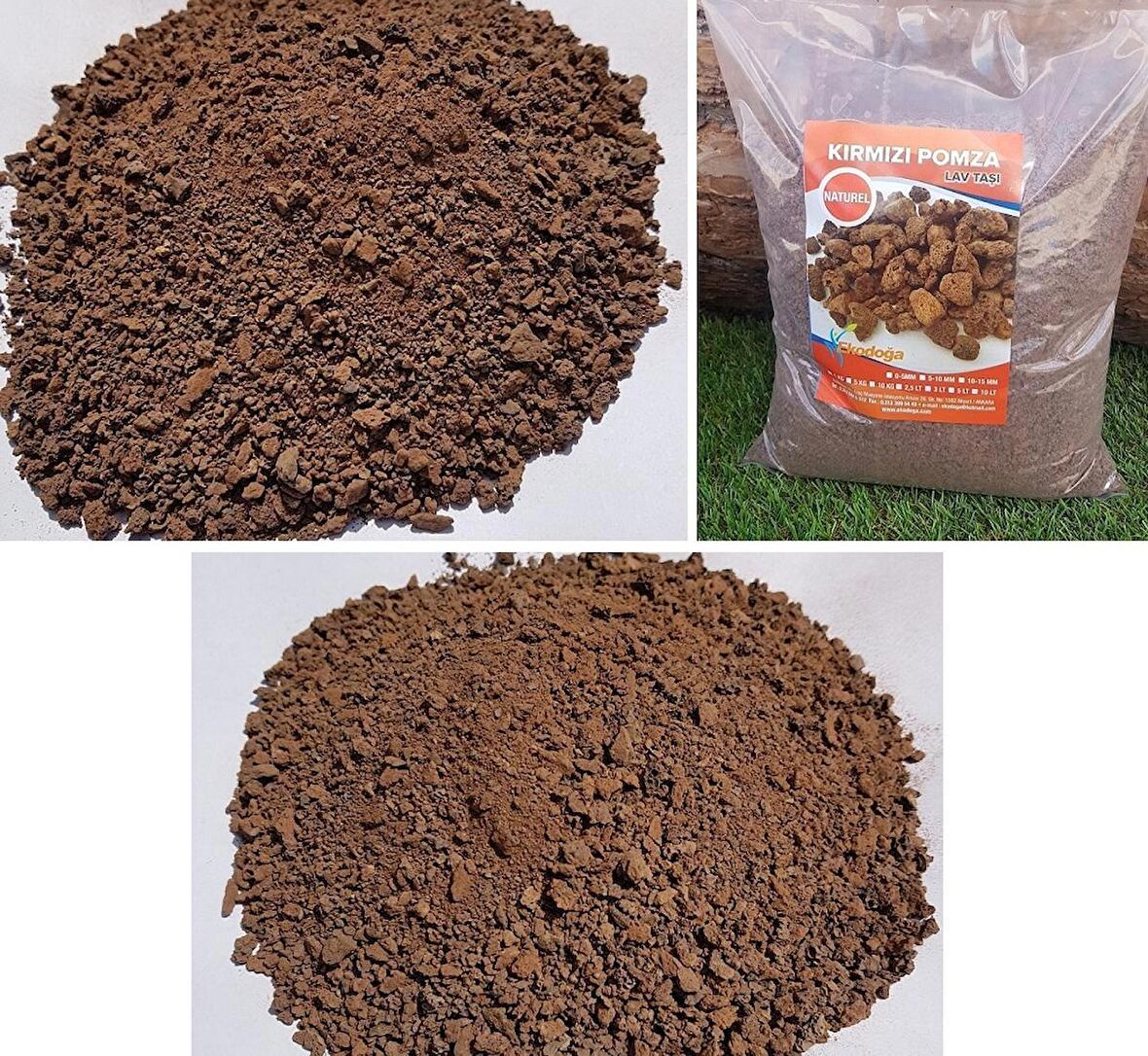 Kırmızı Pomza Taşı 0-5 mm 25 kg Volkanik Cürüf Ponza Lav Kırığı