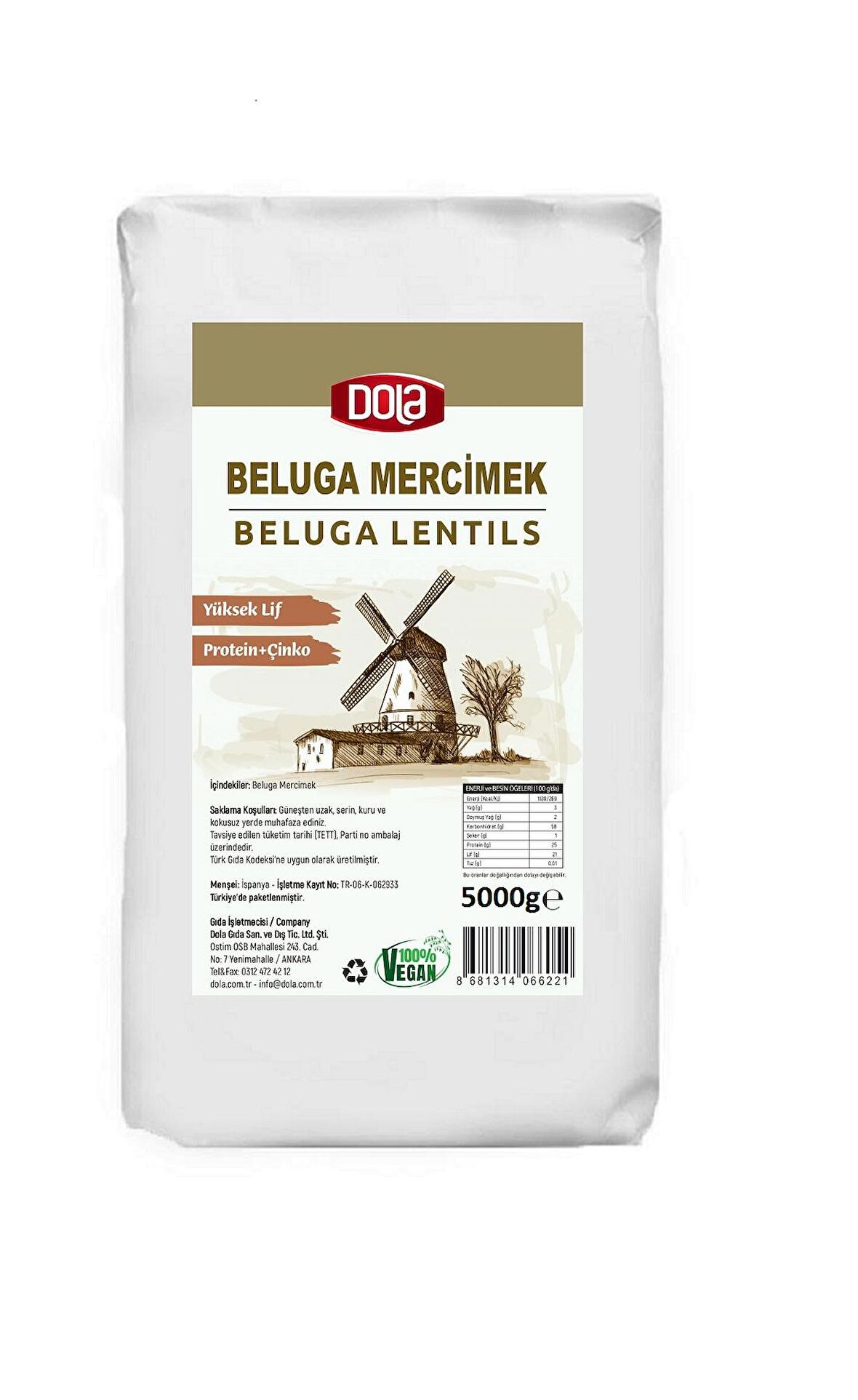 Dola Beluga Mercimek 5 kg Siyah Mercimek