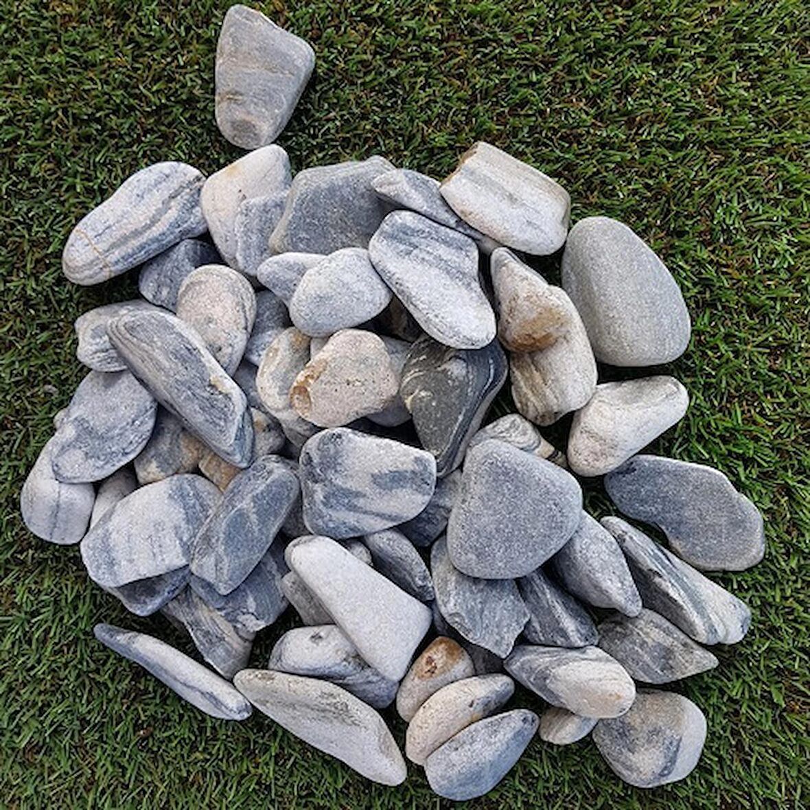 Siyah Beyaz Çizgili Dolomit Taş 10 Kg 2-4 Cm Dekoratif Renkli Taş
