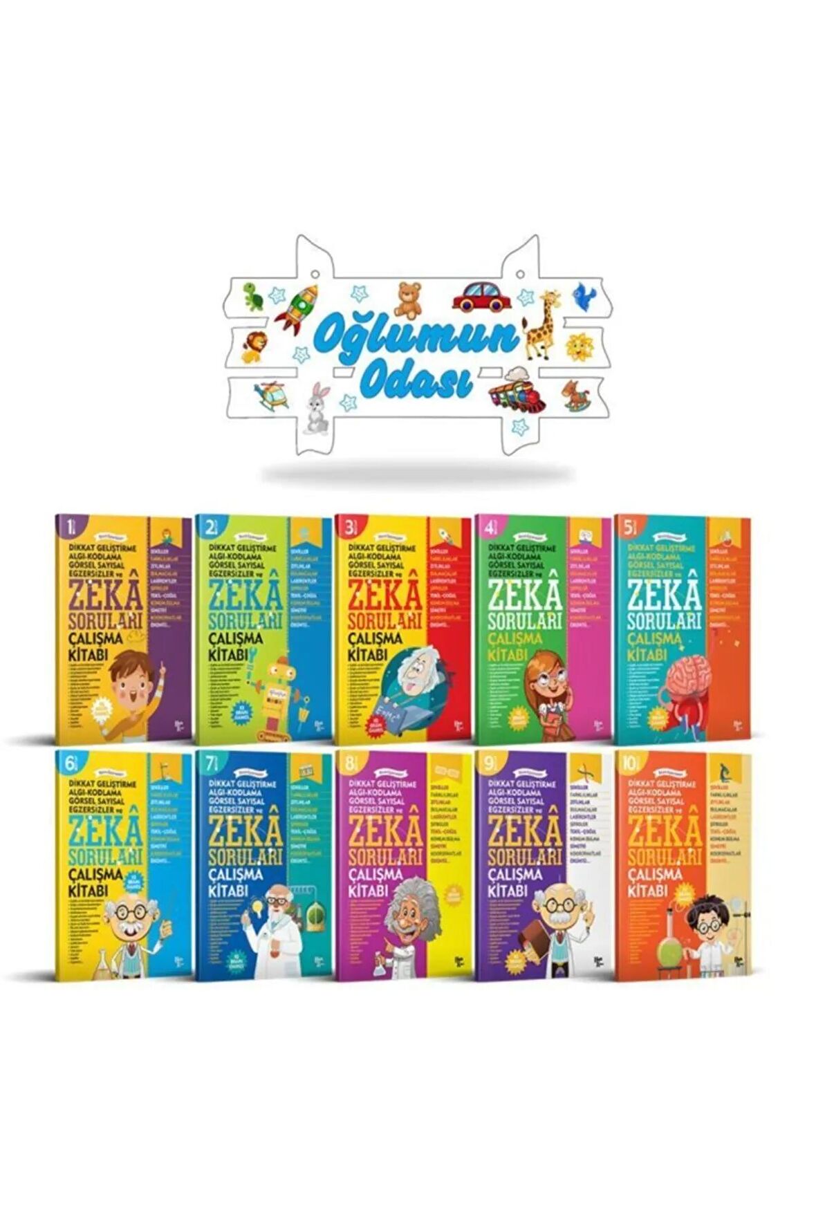 Zeka Soruları - 10 Kitap + Oğlumun Odası Ahşap Süs