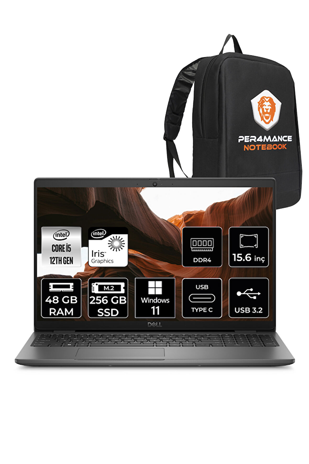 Dell Latitude 3540 i5-1235U 48GB RAM 256GB SSD 15.6'' FHD W11PRO Dizüstü Bilgisayar & PER4 ÇANTA 