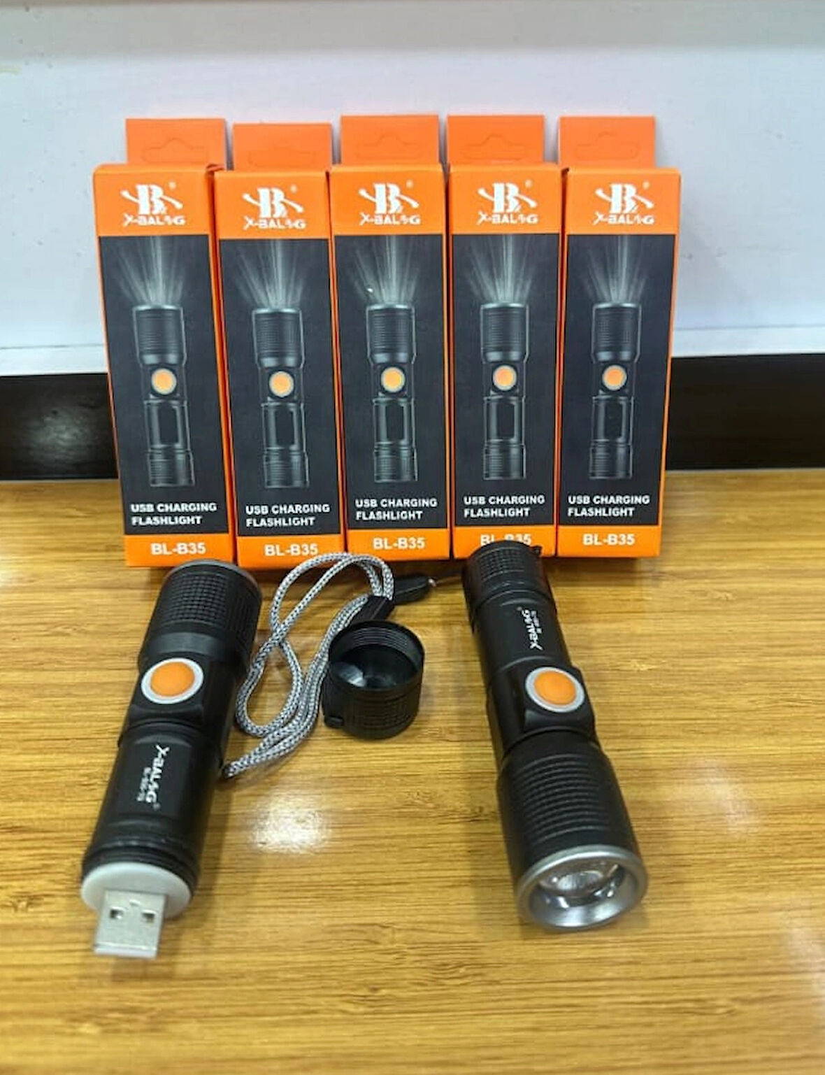 5 ADET-B35 Mini Metal Usebeli El Feneri, Şarjlı Cep Feneri TG LED 500 Lümen