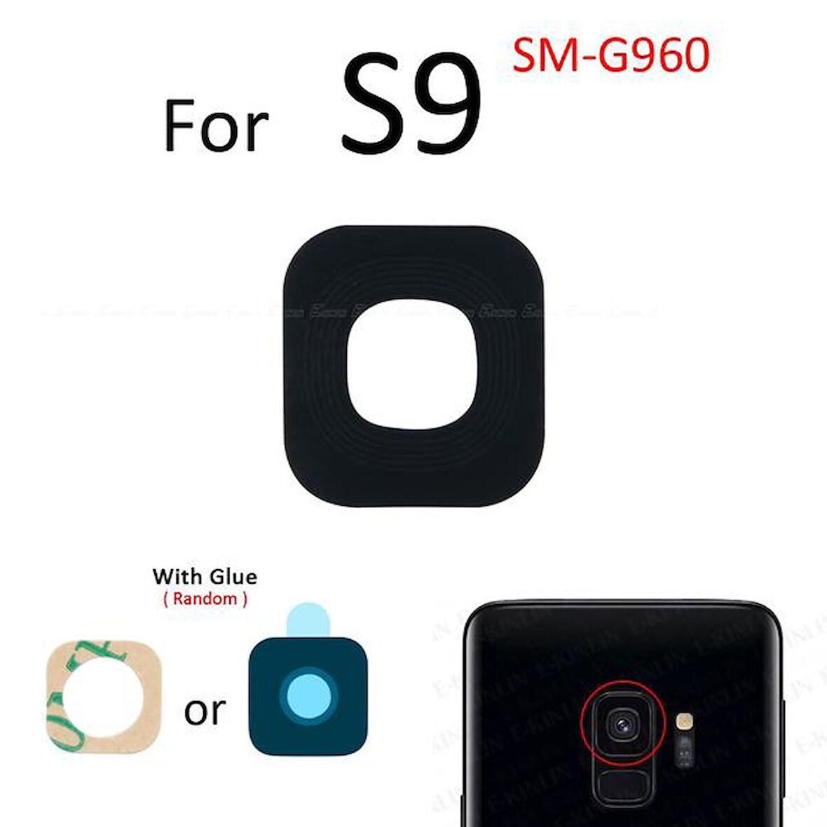 Tkgz Samsung Galaxy S9 Arka Kamera Camı Lens Yapışkanlı