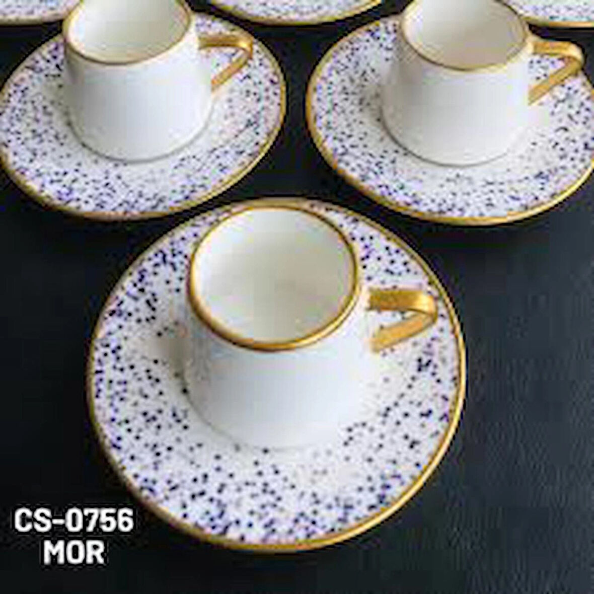 Sima  Yaldızlı 12 Parça Kahve Fincan Takımı 