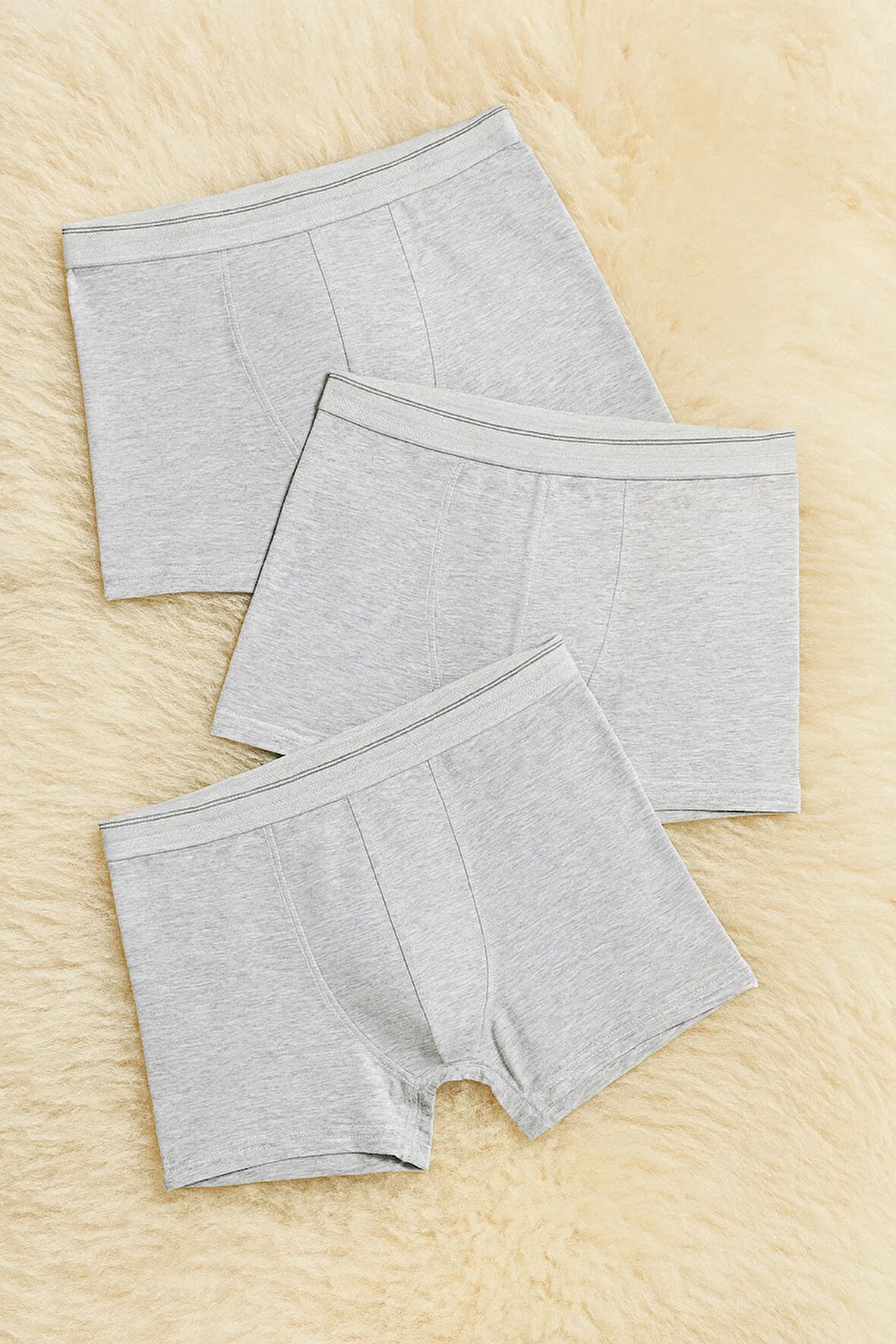 Pamuklu & Likralı 3 Adet Gri Uzun Boxer LL.IL00.KE05.001