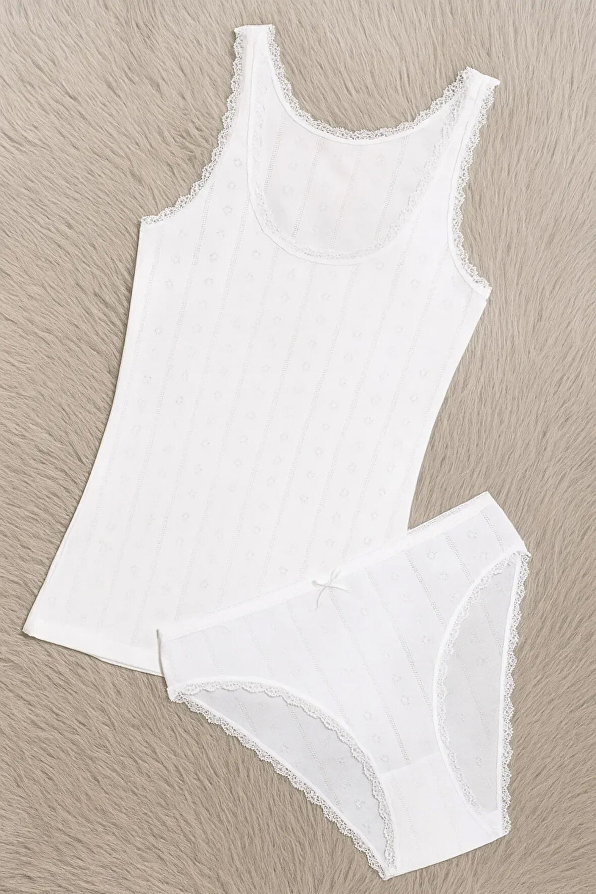 %100 Pamuk Jakarlı Kalın Askılı Mürdüm Bikini Külot Takım LL.IL22.KE95.001