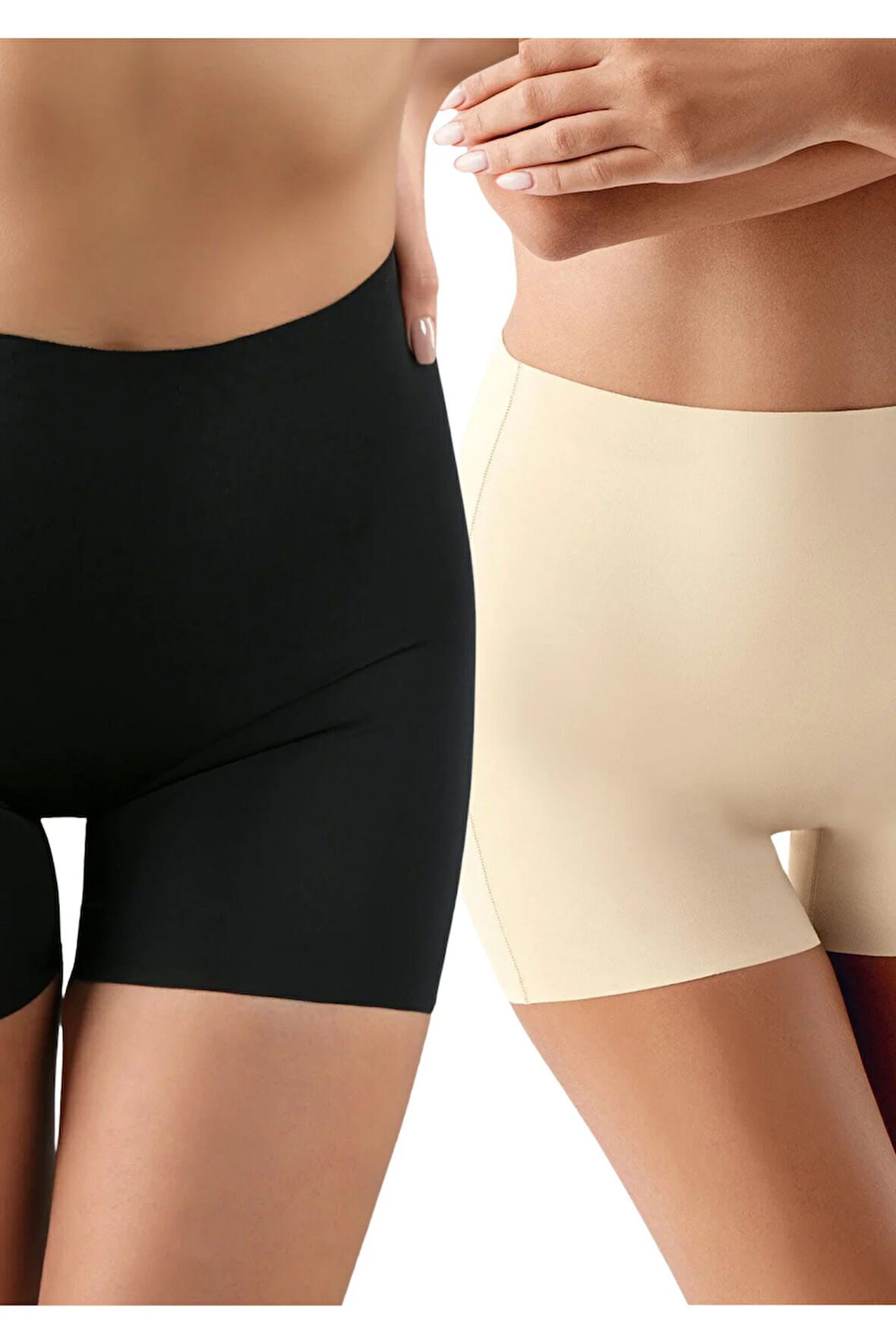 Toparlayıcı Normal Bel Mini Lazer Kesim Siyah Korse Şort OL.01.NB.9205