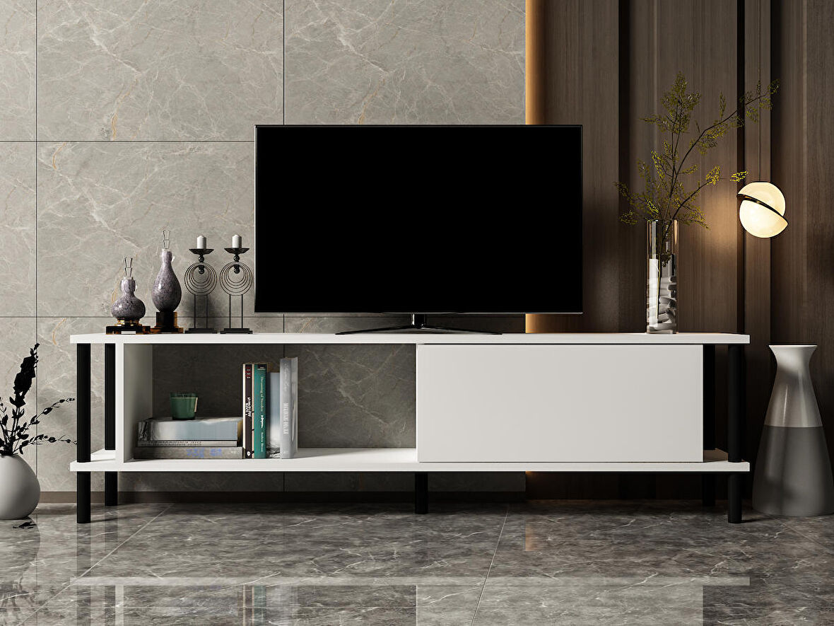 MOBİLYA GEZEGENİ PARİSE TV ÜNİTESİ Beyaz-SİYAH (150 cm)