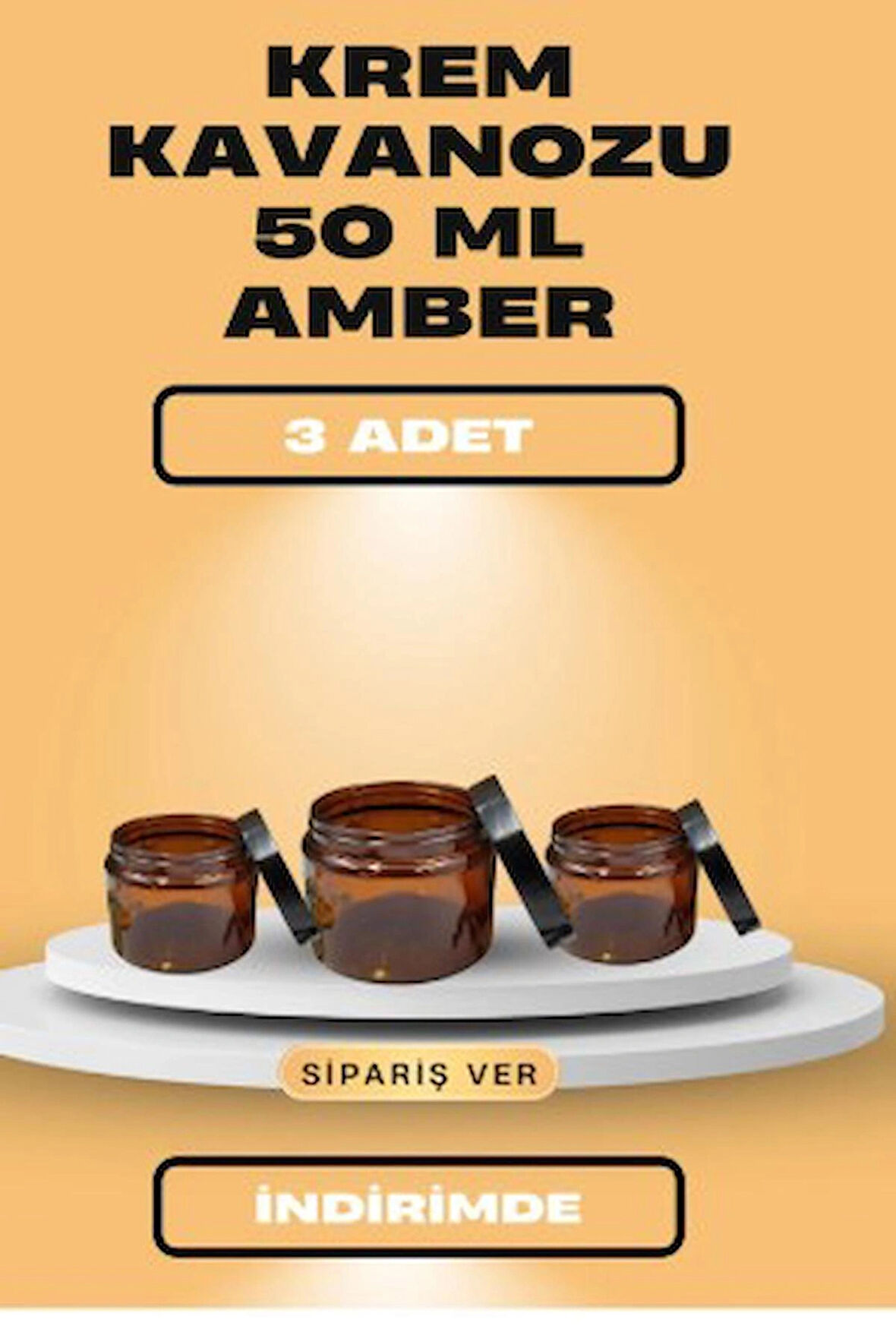 3 ADET Krem Kavanozu Amber 50 ML