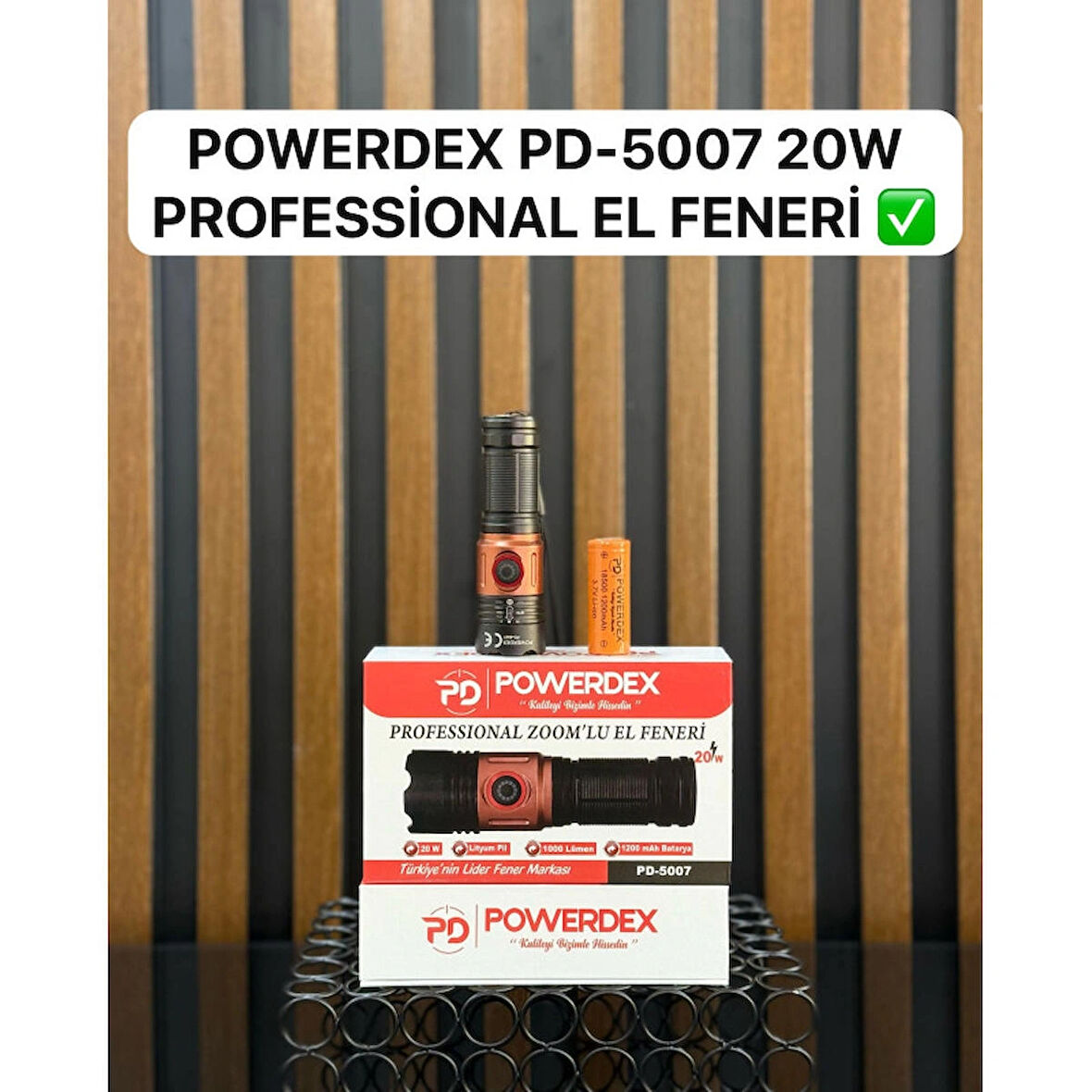 Powerdex Pd-5007 Şarjlı 20w 1000 Lümen El feneri bekçi feneri