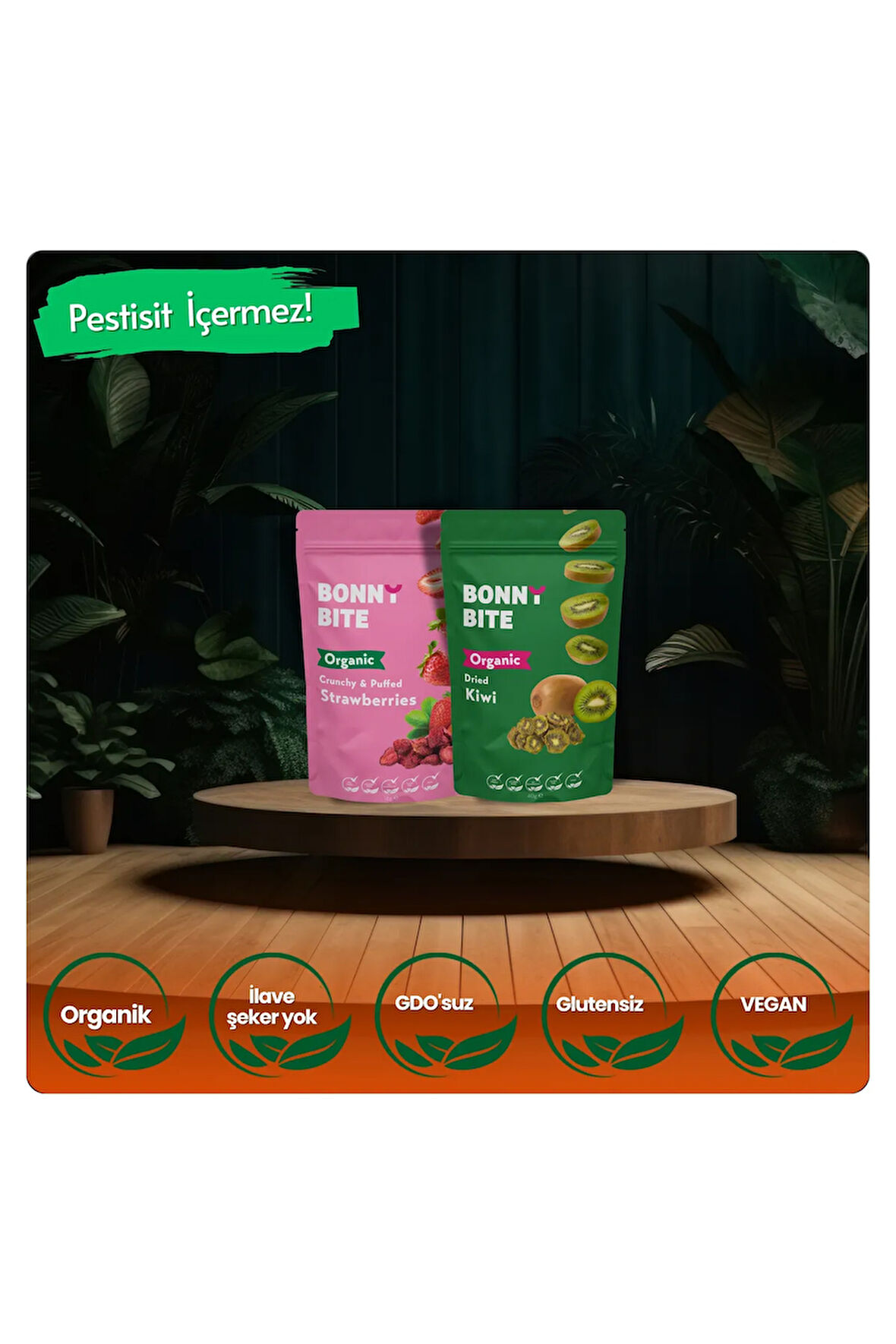 ORGANİK ÇITIR ÇİLEK & KURUTULMUŞ KİVİ İKİLİ PAKETİ