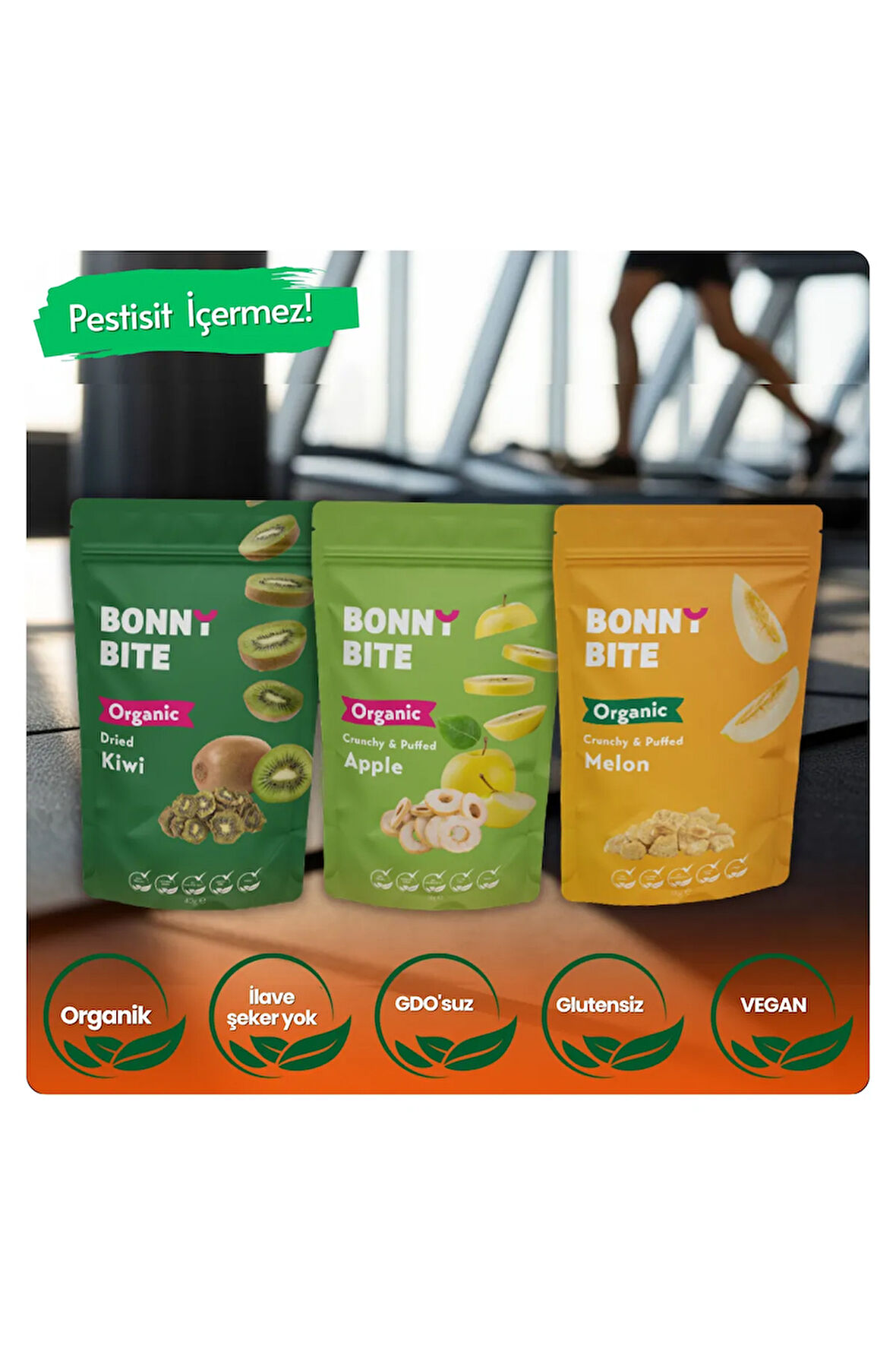 KURUTULMUŞ ORGANİK KİVİ, ELMA & ÇITIR KAVUN 3'LÜ PAKETİ