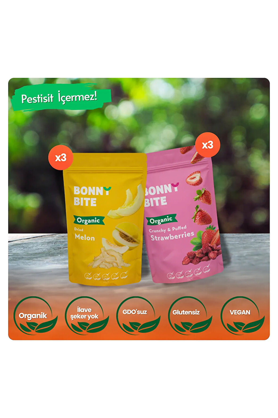 ORGANİK ÇITIR ÇİLEK & KURUTULMUŞ KAVUN 6'LI PAKETİ