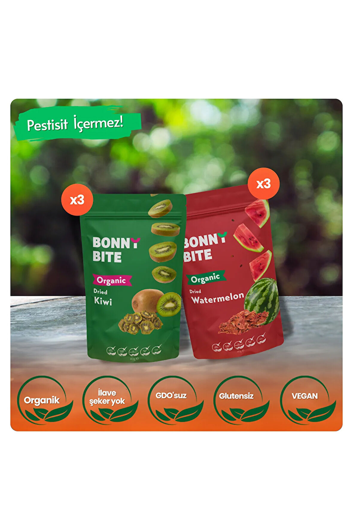 ORGANİK KURUTULMUŞ KARPUZ & KURUTULMUŞ KİVİ 6'LI PAKETİ