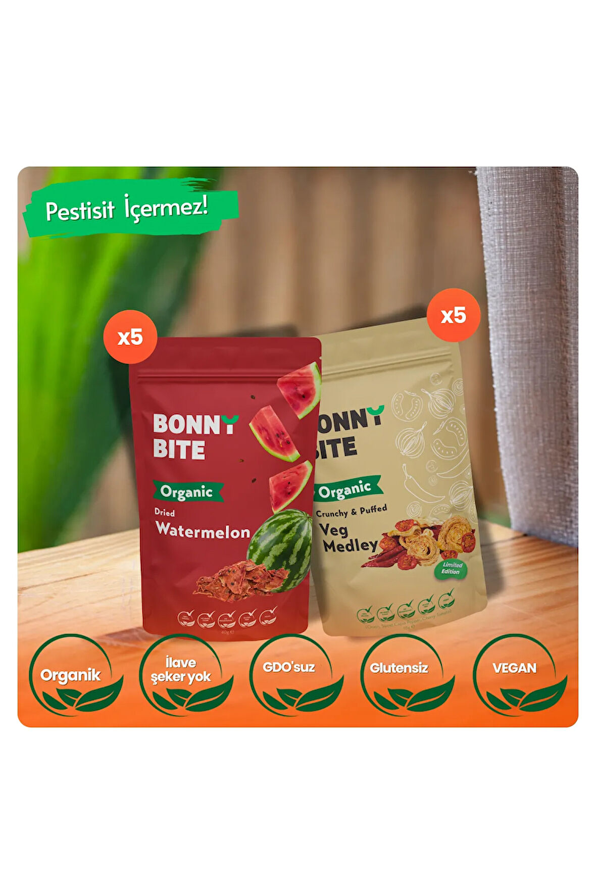 ORGANİK KARPUZ & ÇITIR SEBZE (KAPYA BİBER, CHERRY DOMATES, SOĞAN) 10'LU PAKETİ