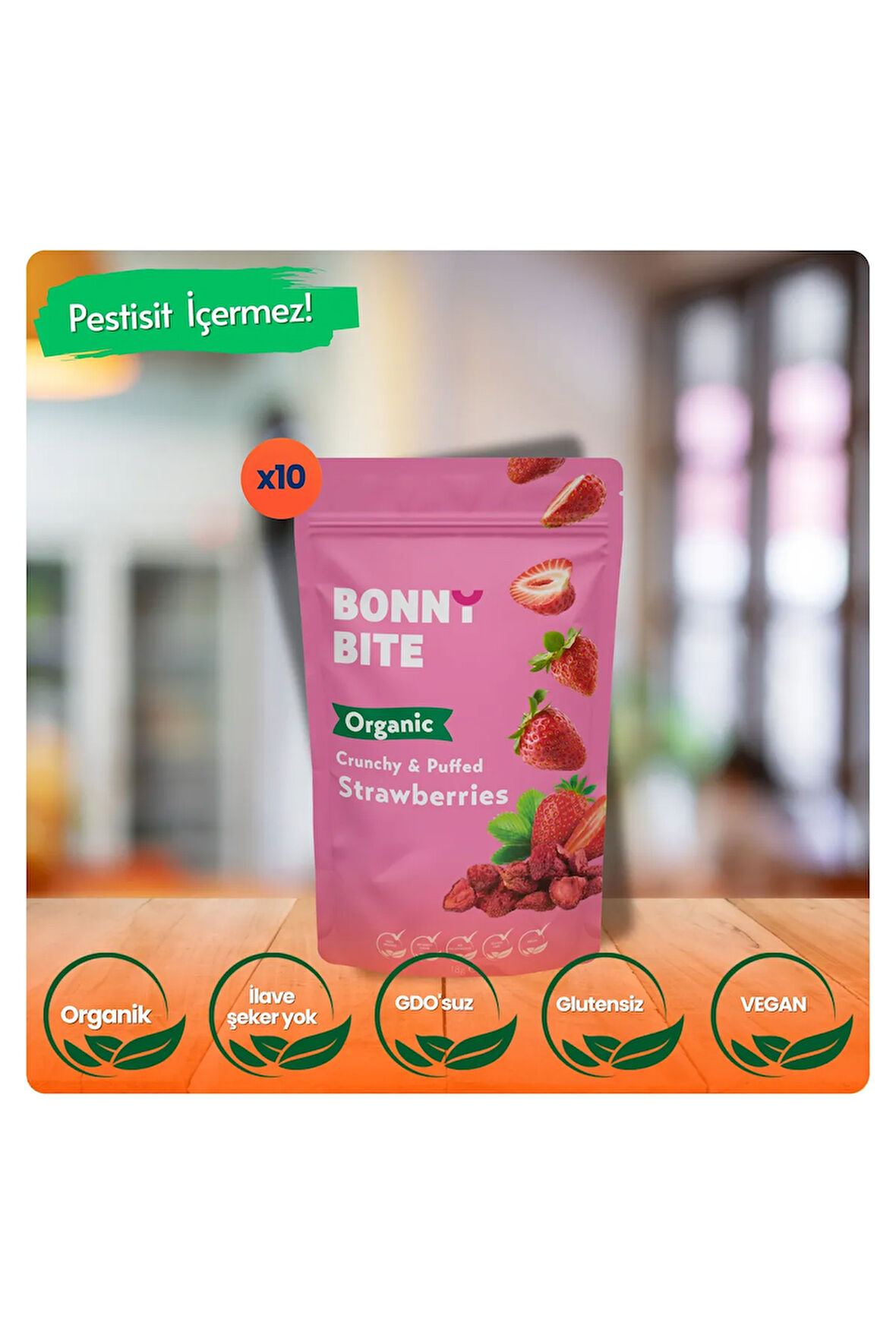 KURUTULMUŞ ÇITIR ÇİLEK ATIŞTIRMALIĞI 10'LU PAKET (18GR*10)