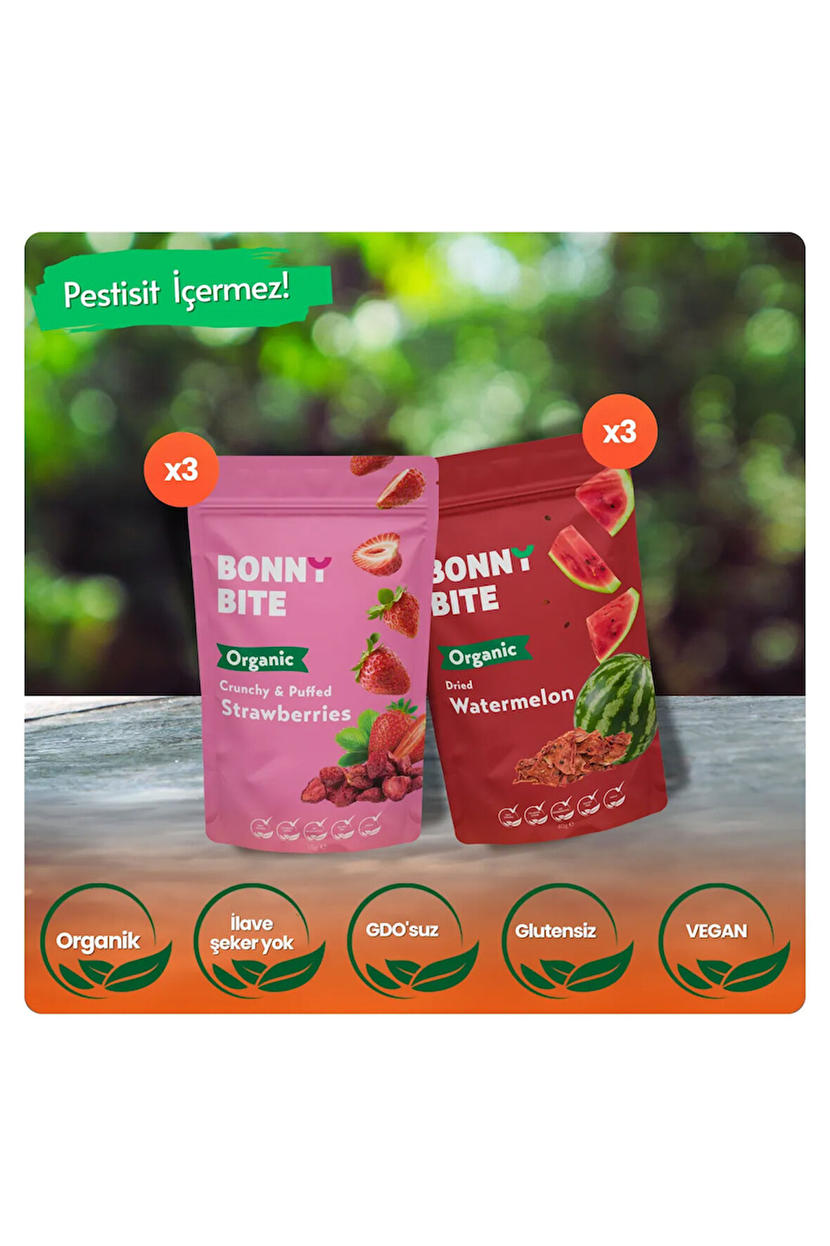 ORGANİK ÇITIR ÇİLEK & KURUTULMUŞ KARPUZ 6'LI PAKETİ