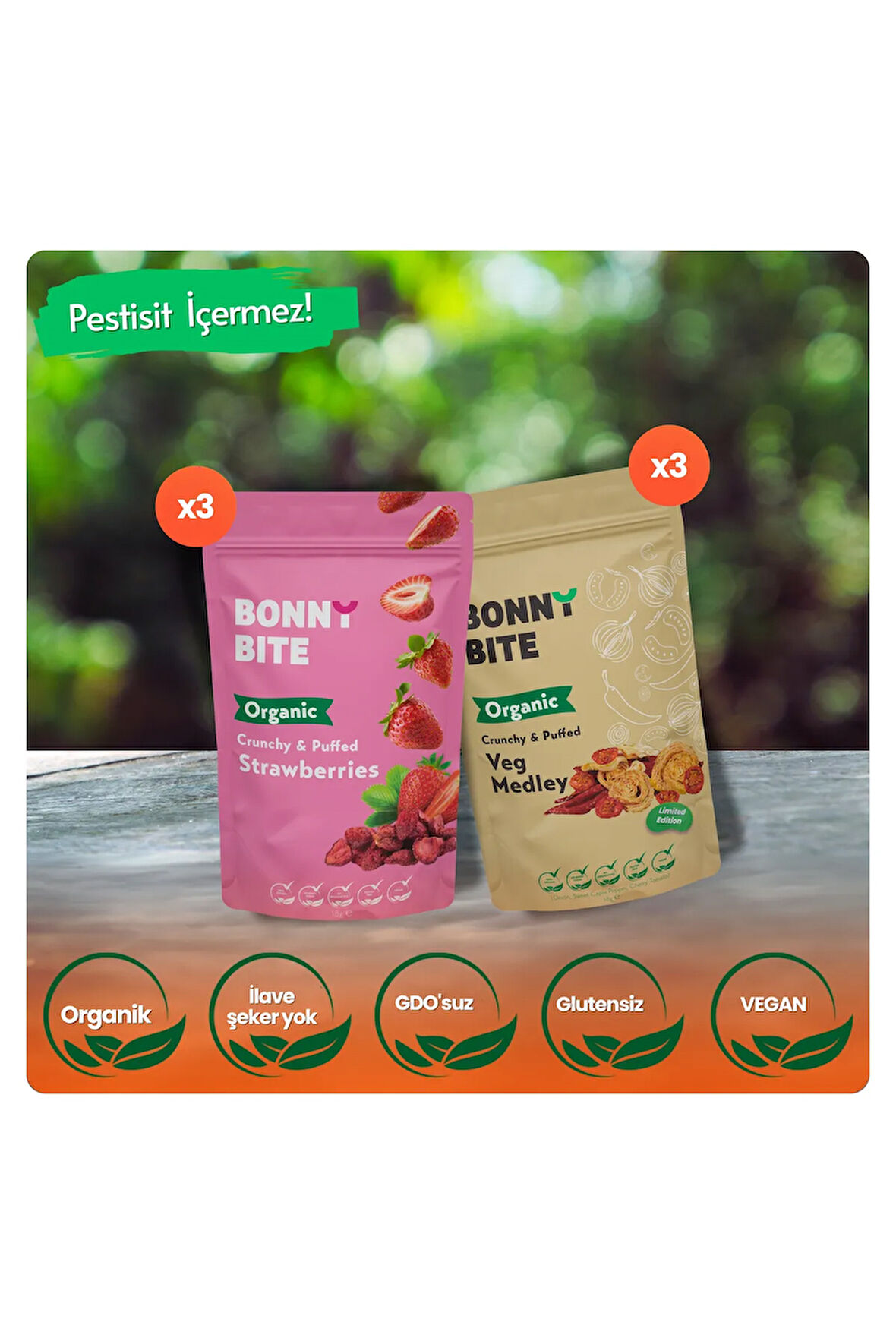 ORGANİK ÇITIR ÇİLEK & ÇITIR SEBZE (KAPYA BİBER, CHERRY DOMATES, SOĞAN) 6'LI PAKETİ