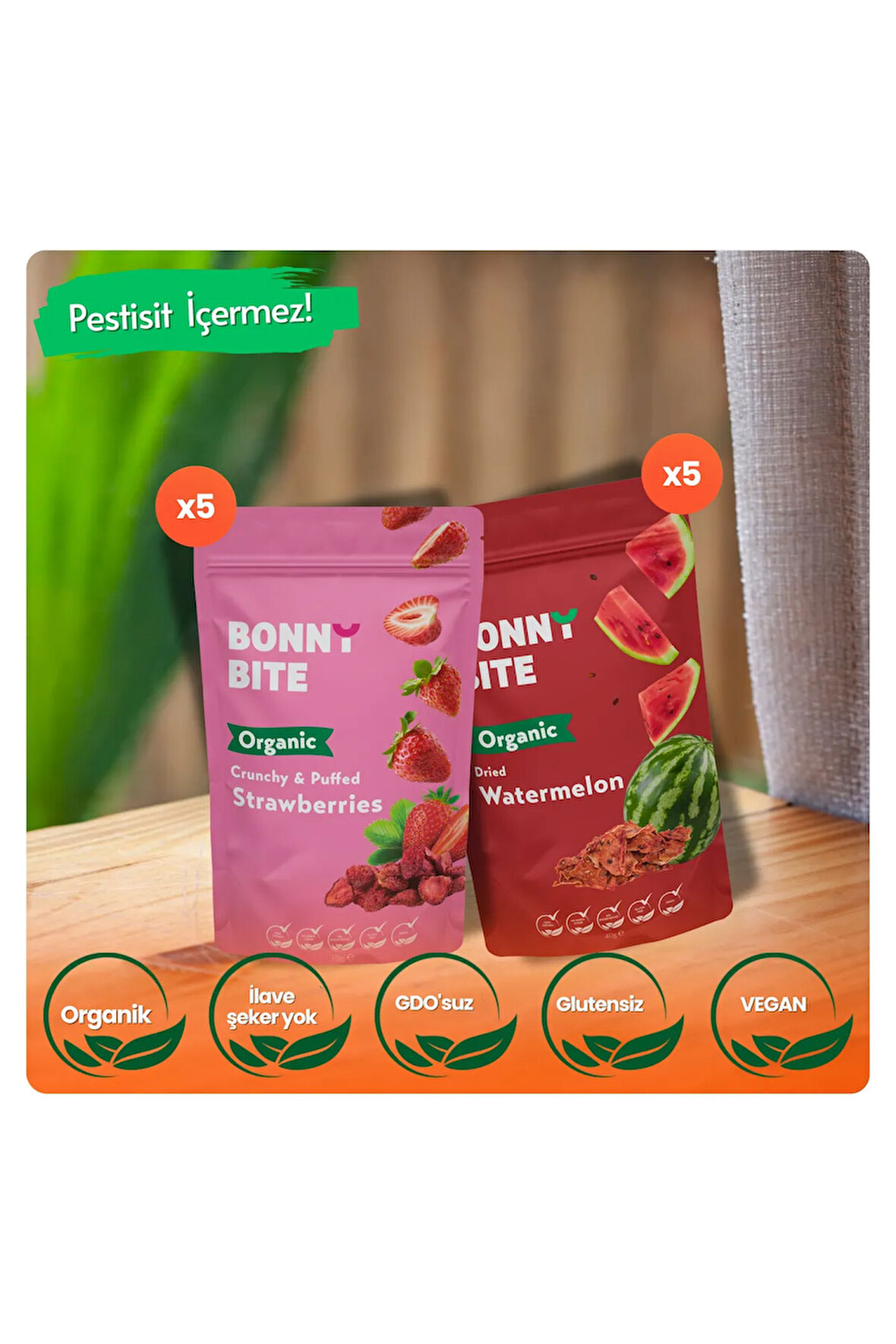 ORGANİK ÇITIR ÇİLEK & KURUTULMUŞ KARPUZ 10'LU PAKETİ