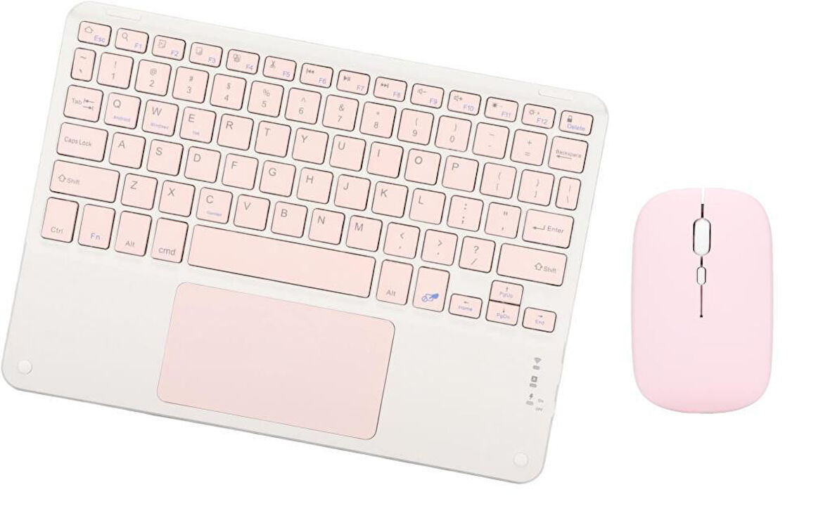 Onda Oliver Book A1 10.1" Uyumlu Bluetooth Şarjlı TouchPad'li Klavye Mouse Set - Pembe