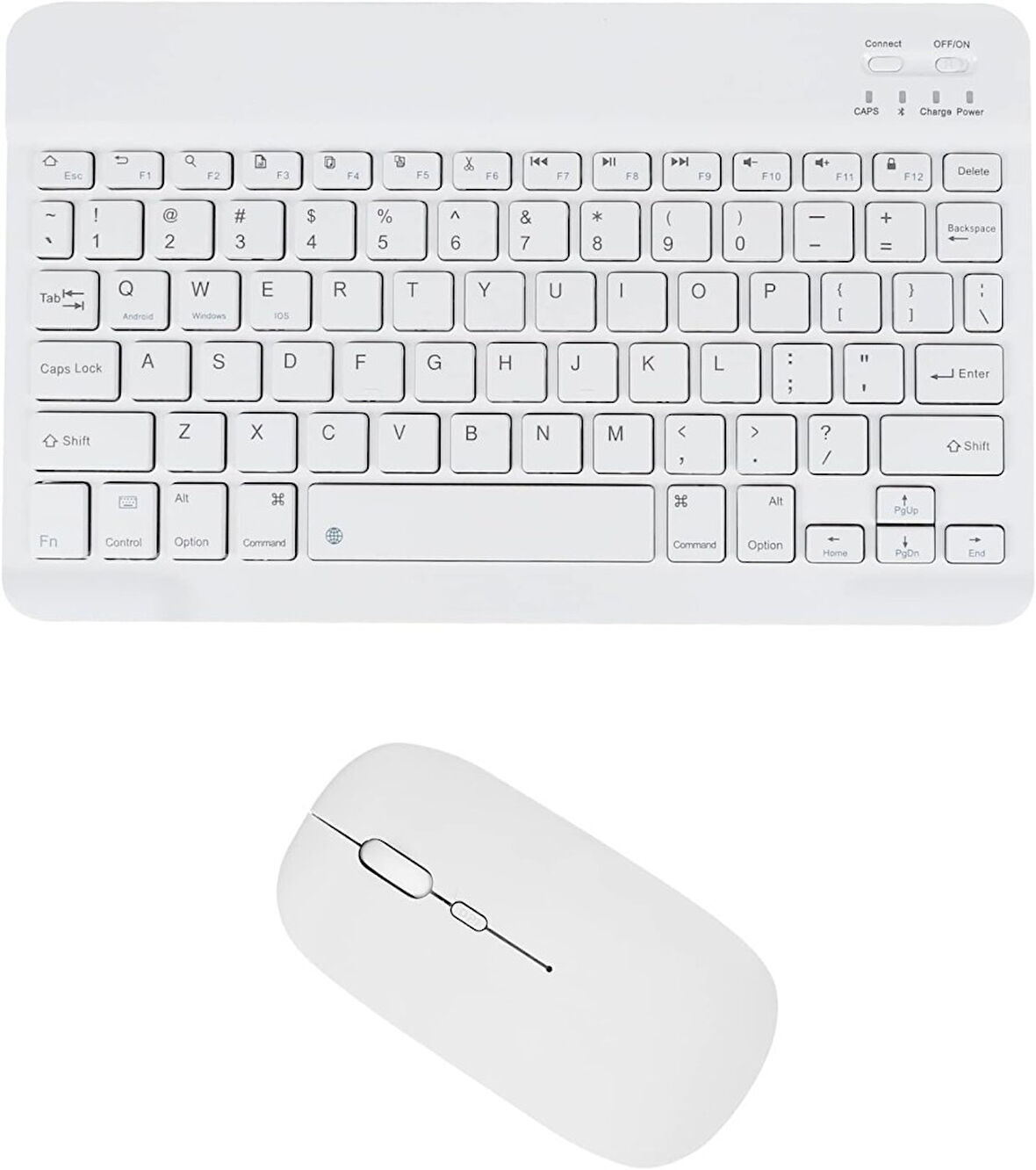 Apple iPad Mini 7 2024 8.3" Uyumlu Bluetooth Şarj Edilebilir Klavye Mouse Seti - Beyaz