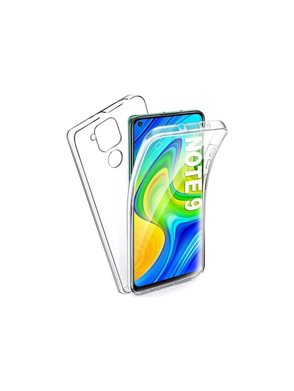Xiaomi Redmi Note 9 Uyumlu 360° Ön Arka Tam Koruyucu Şeffaf Silikon Full Body Kılıf