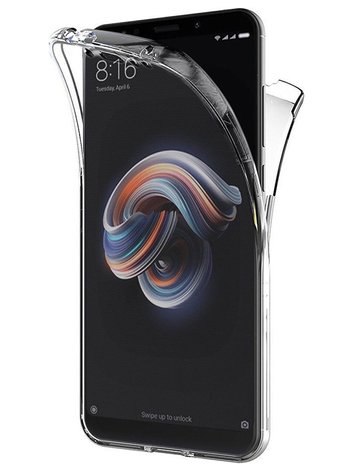 Xiaomi Redmi Note 5 Pro Uyumlu 360° Ön Arka Tam Koruyucu Şeffaf Silikon Full Body Kılıf