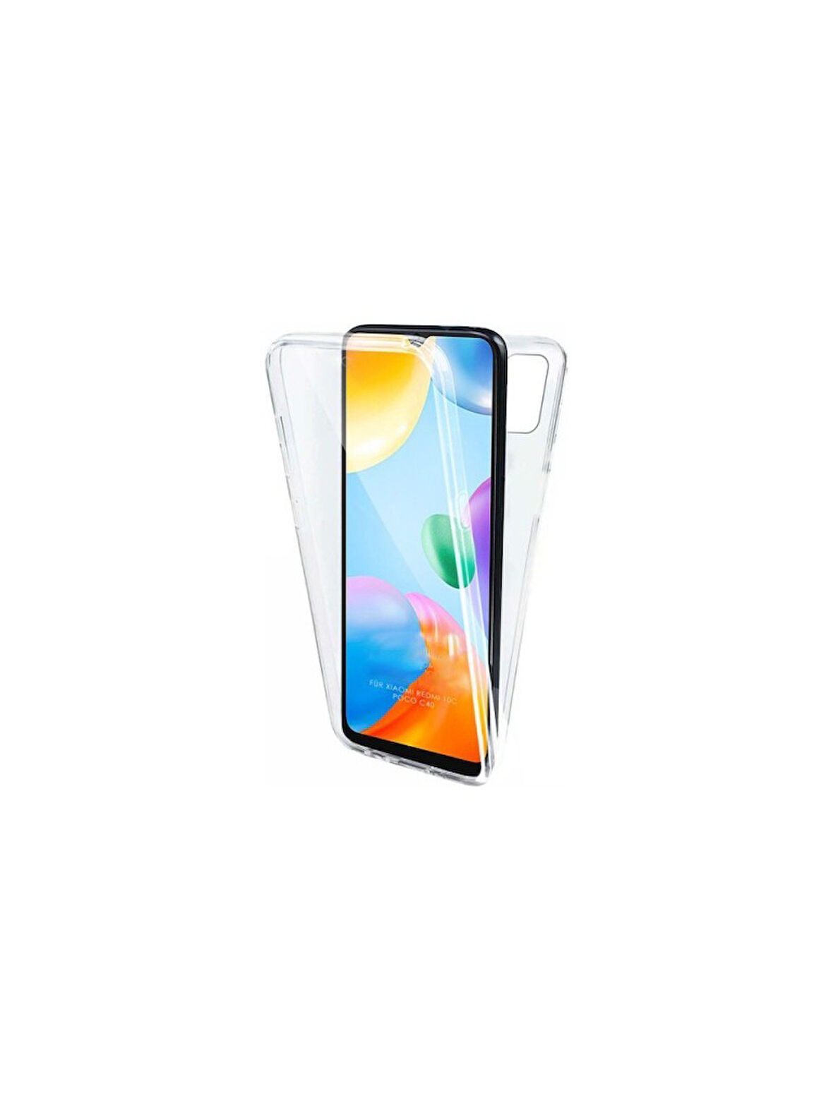 Poco C40 Uyumlu 360° Ön Arka Tam Koruyucu Şeffaf Silikon Full Body Kılıf