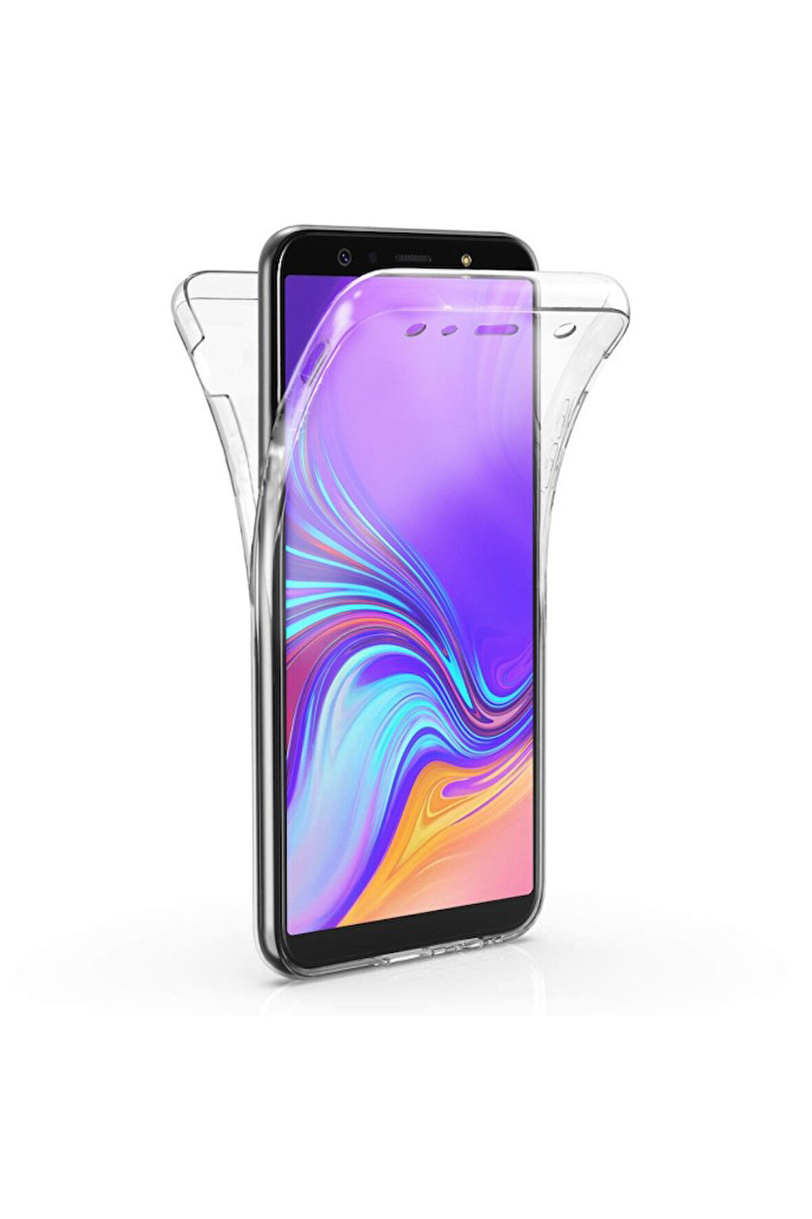 Samsung Galaxy A9 2018 SM-A920F Uyumlu 360° Ön Arka Tam Koruyucu Şeffaf Silikon Full Body Kılıf