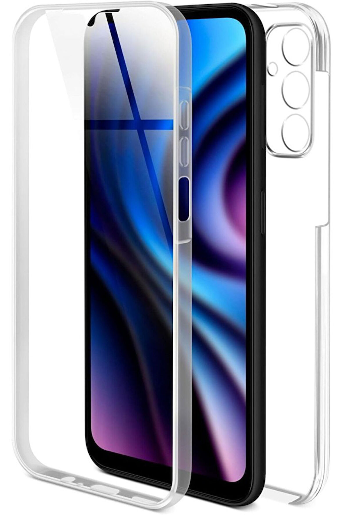 Samsung Galaxy A14 Sm-A145F Uyumlu 360° Ön Arka Tam Koruyucu Şeffaf Silikon Full Body Kılıf