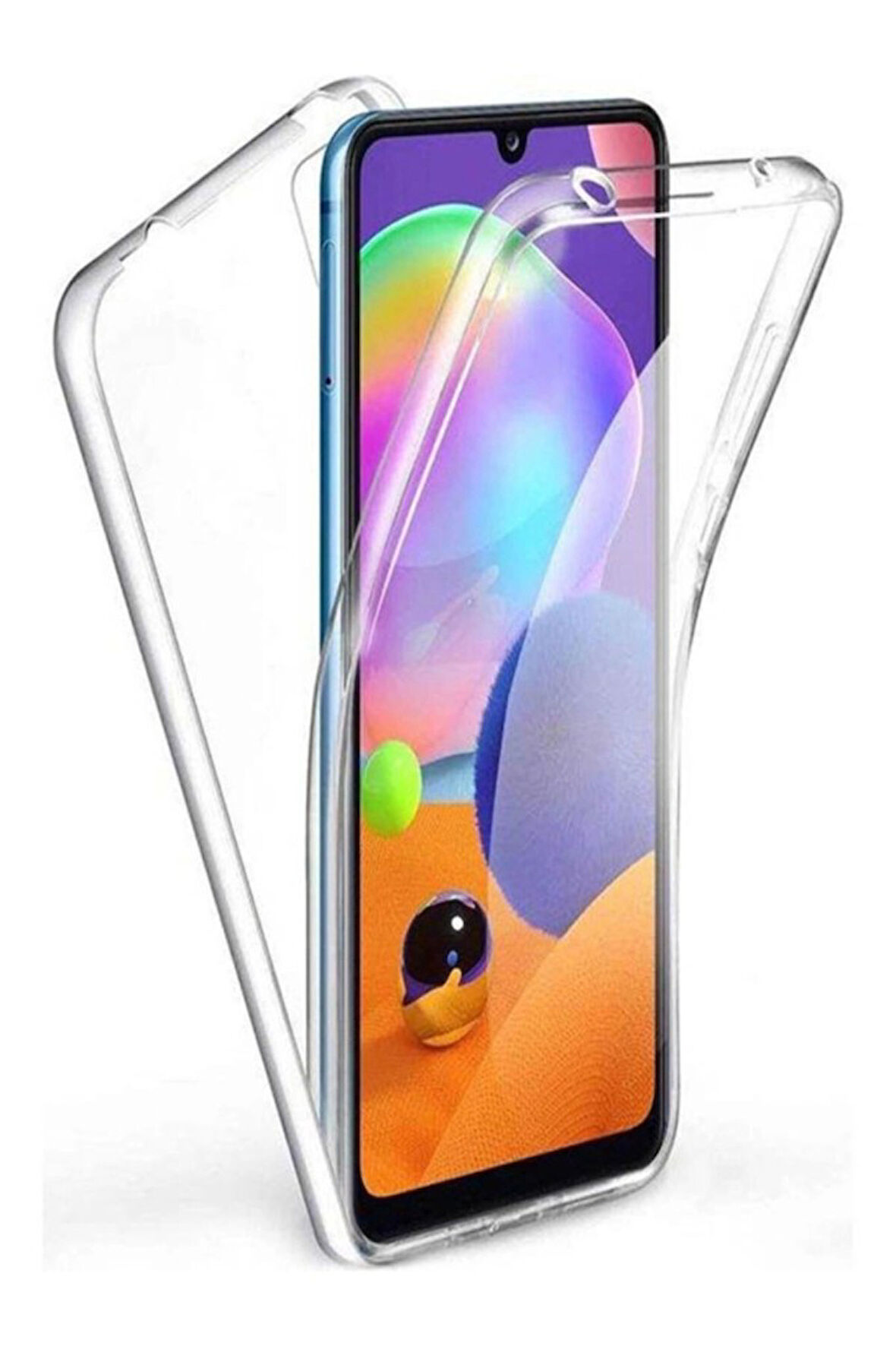 Samsung Galaxy A22 Sm-A225F Uyumlu 360° Ön Arka Tam Koruyucu Şeffaf Silikon Full Body Kılıf