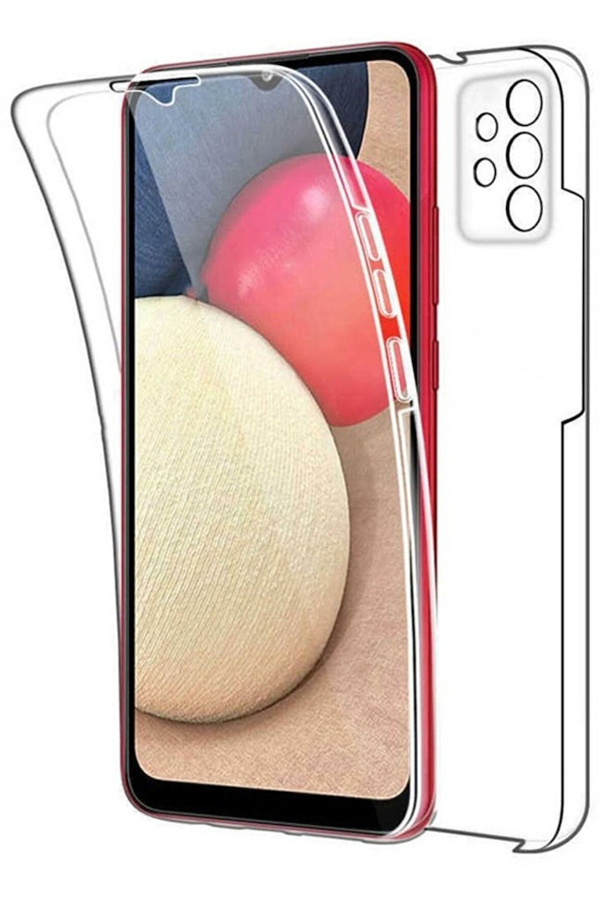 Samsung Galaxy A23 Sm-A235F Uyumlu 360° Ön Arka Tam Koruyucu Şeffaf Silikon Full Body Kılıf