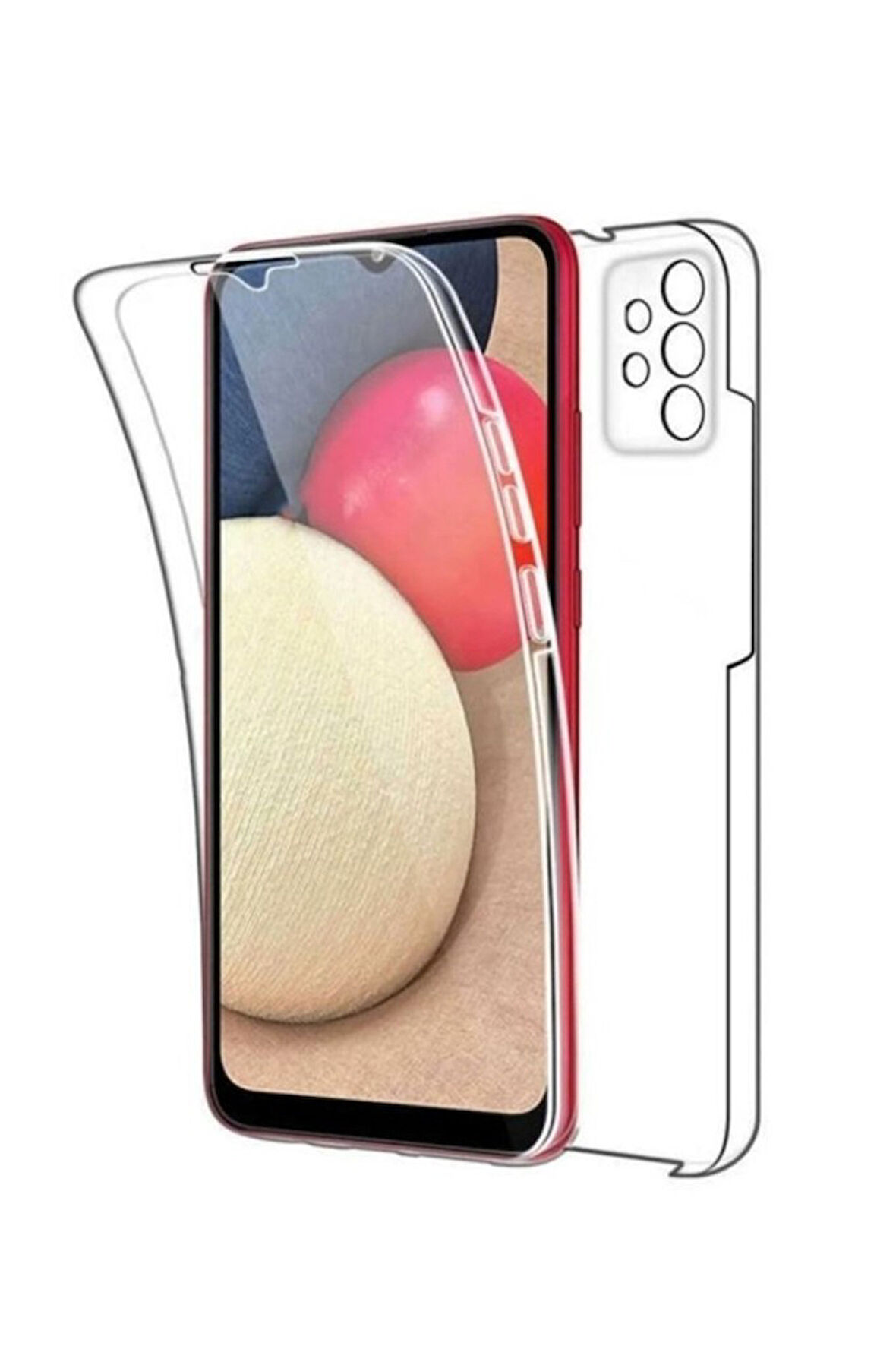 Samsung Galaxy A53 Sm-A536E Uyumlu 360° Ön Arka Tam Koruyucu Şeffaf Silikon Full Body Kılıf