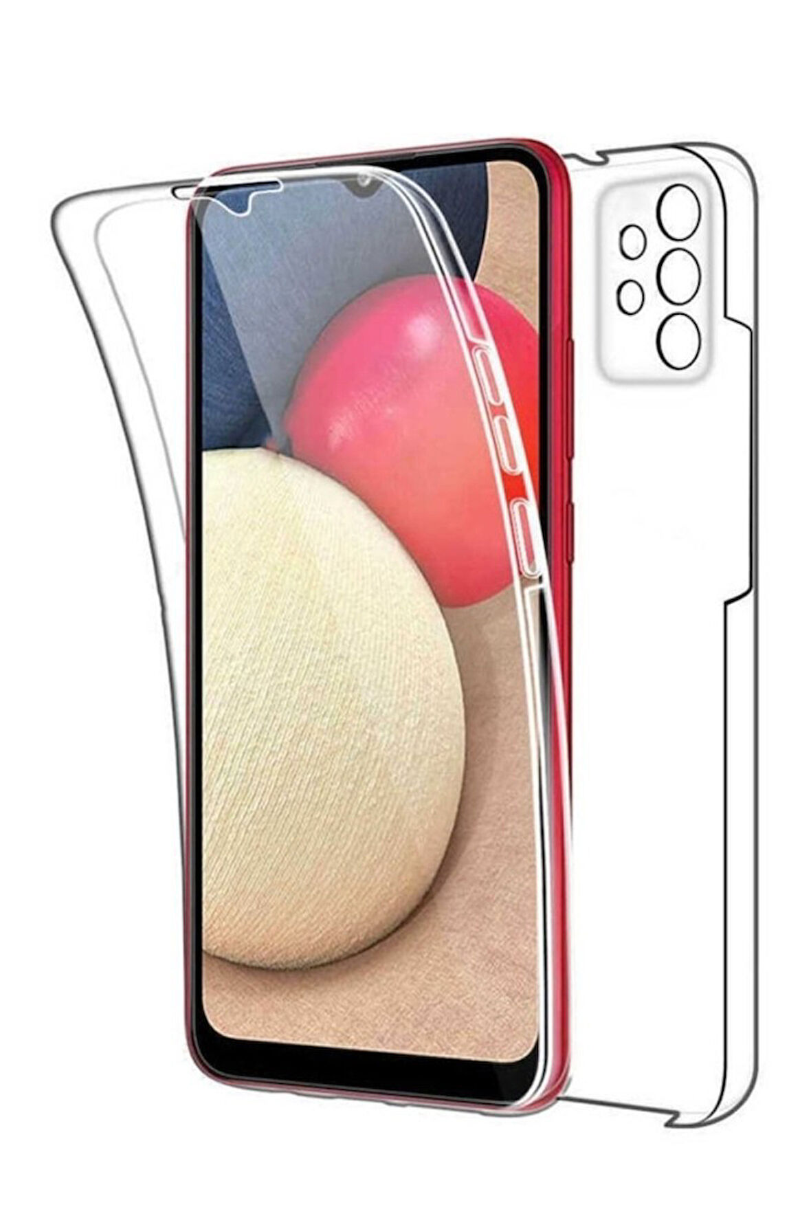 Samsung Galaxy A73 Sm-A736B Uyumlu 360° Ön Arka Tam Koruyucu Şeffaf Silikon Full Body Kılıf
