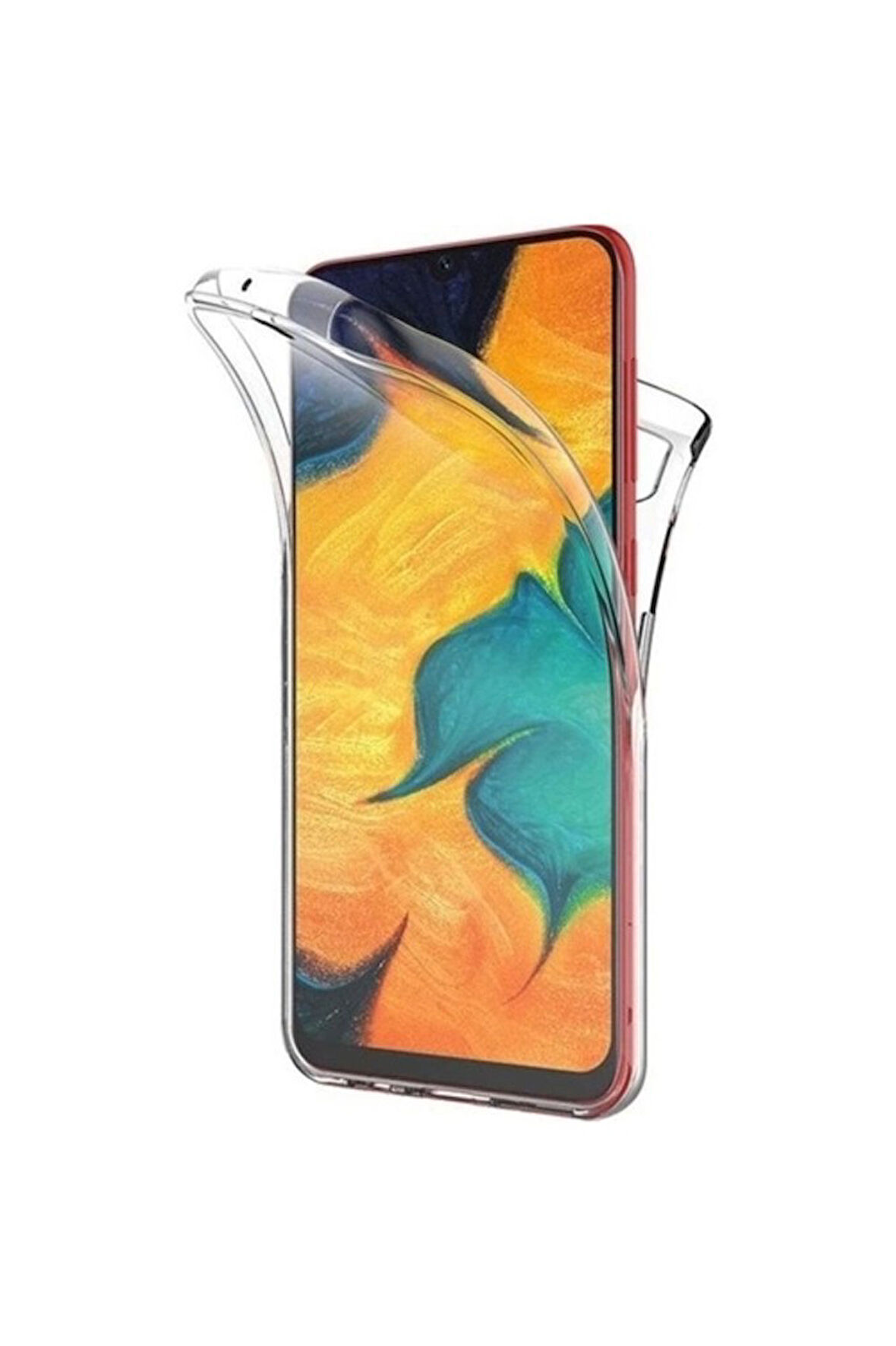 Samsung Galaxy M30 Uyumlu 360° Ön Arka Tam Koruyucu Şeffaf Silikon Full Body Kılıf