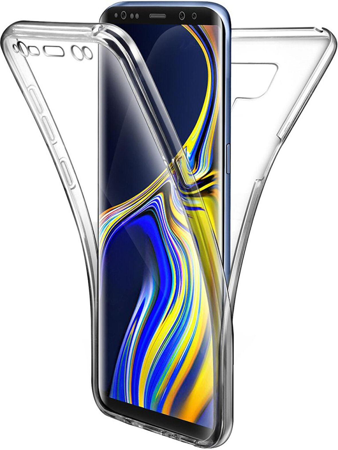 Samsung Galaxy Note 9 Uyumlu 360° Ön Arka Tam Koruyucu Şeffaf Silikon Full Body Kılıf