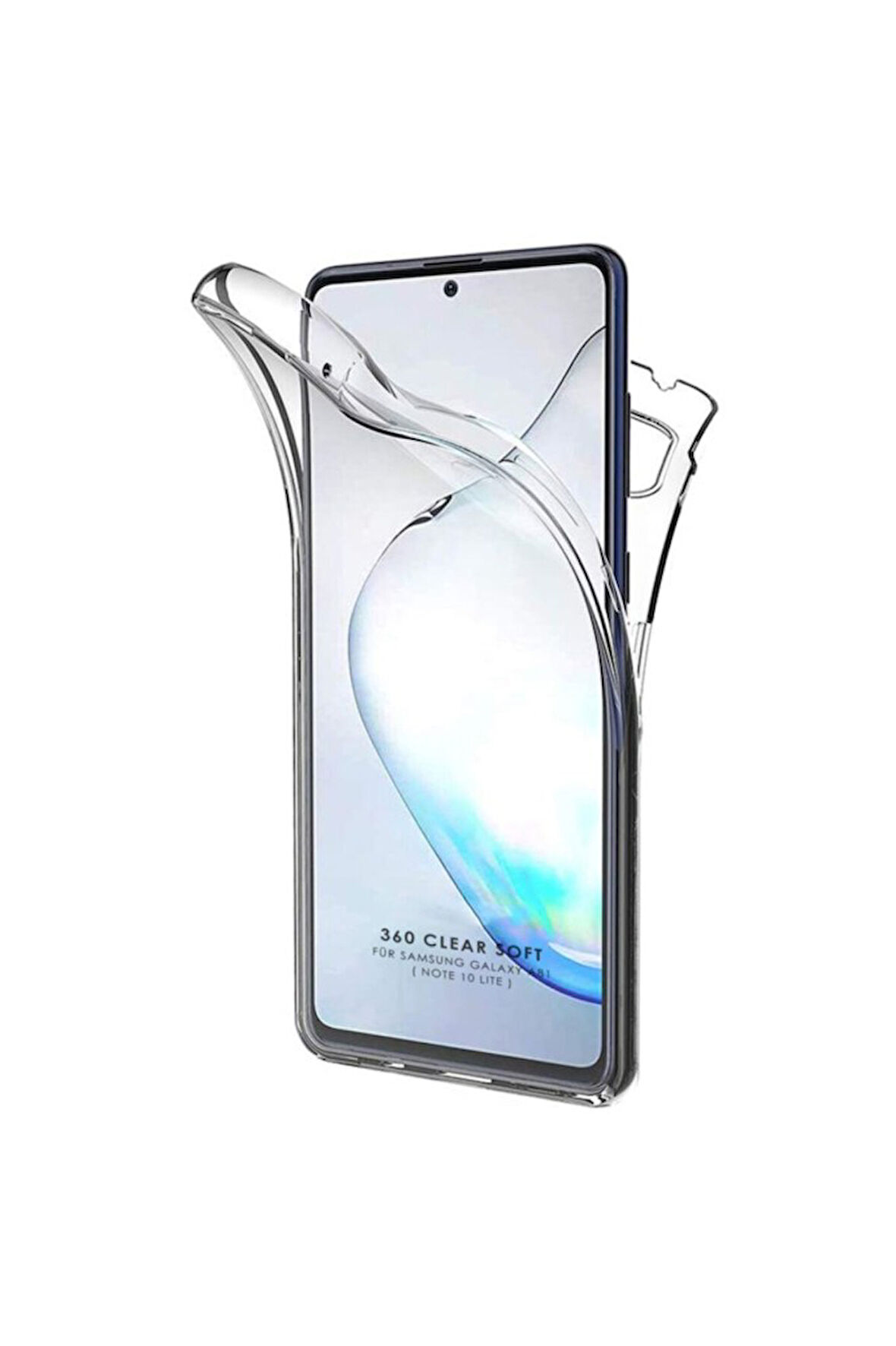 Samsung Galaxy Note 10 Lite SM-N770F Uyumlu 360° Ön Arka Tam Koruyucu Şeffaf Silikon Full Body Kılıf
