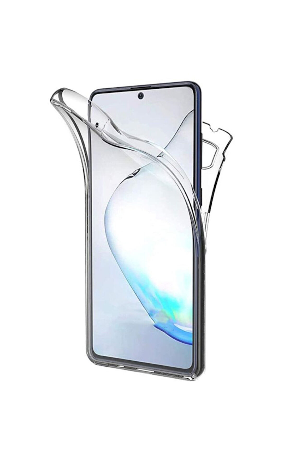Samsung Galaxy Note 20 Sm-N980F Uyumlu 360° Ön Arka Tam Koruyucu Şeffaf Silikon Full Body Kılıf