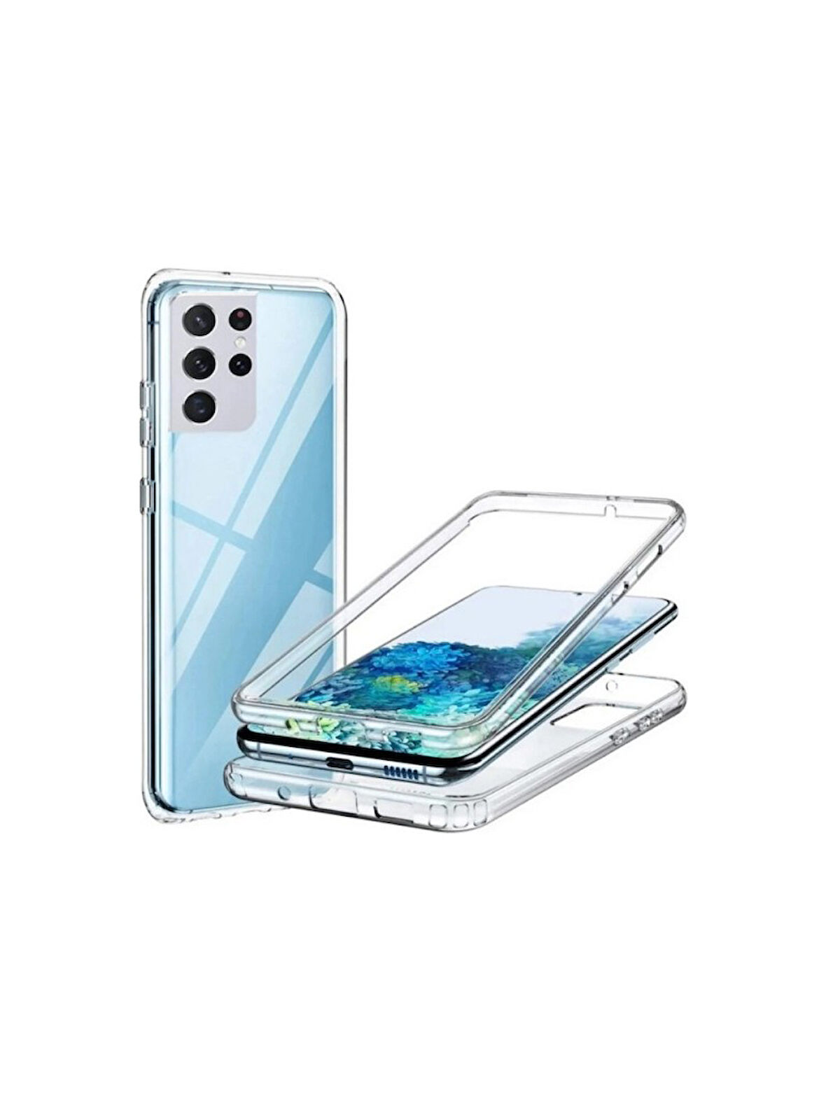 Samsung Galaxy Note 20 Ultra N985F Uyumlu 360° Ön Arka Tam Koruyucu Şeffaf Silikon Full Body Kılıf