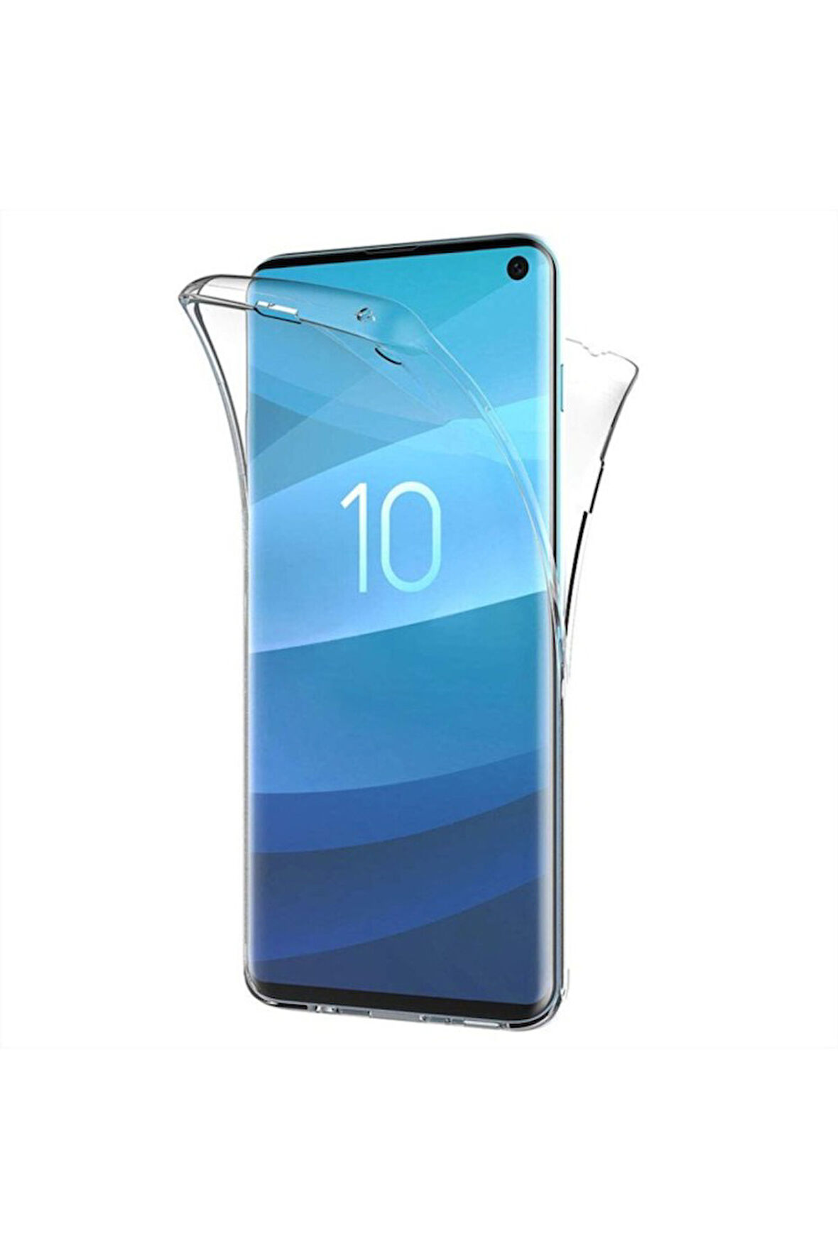 Samsung Galaxy S10 Uyumlu 360° Ön Arka Tam Koruyucu Şeffaf Silikon Full Body Kılıf