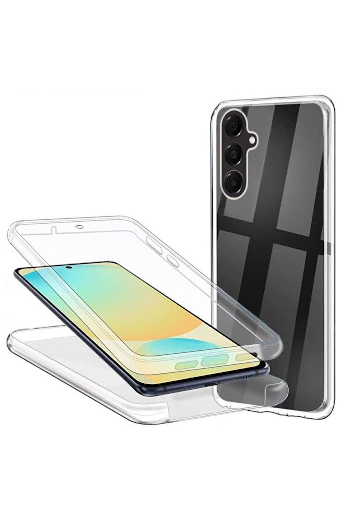 Samsung Galaxy S21 FE G990B2 Uyumlu 360° Ön Arka Tam Koruyucu Şeffaf Silikon Full Body Kılıf
